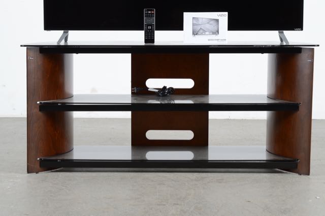 Pamari Smoked Glass TV Stand with Vizio 55" HD Television