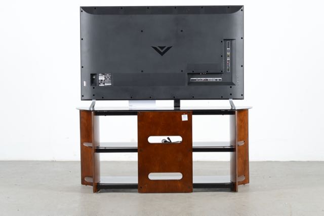 Pamari Smoked Glass TV Stand with Vizio 55" HD Television