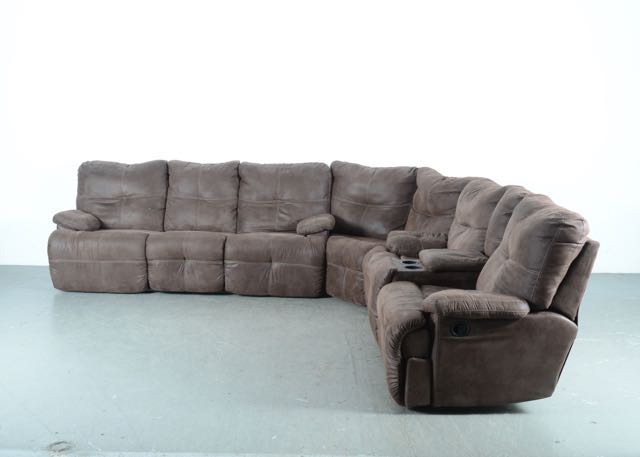 Brown Microsuede Sectional Sofa