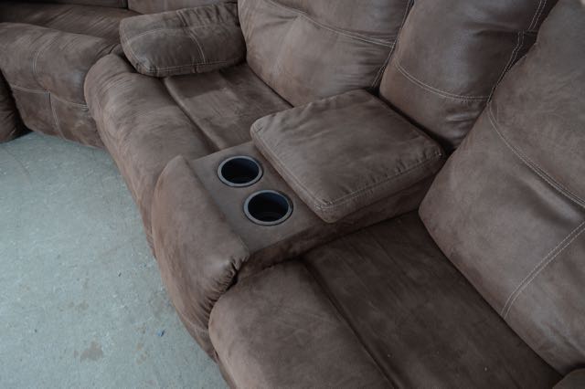Brown Microsuede Sectional Sofa