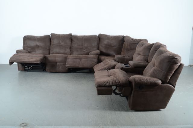 Brown Microsuede Sectional Sofa