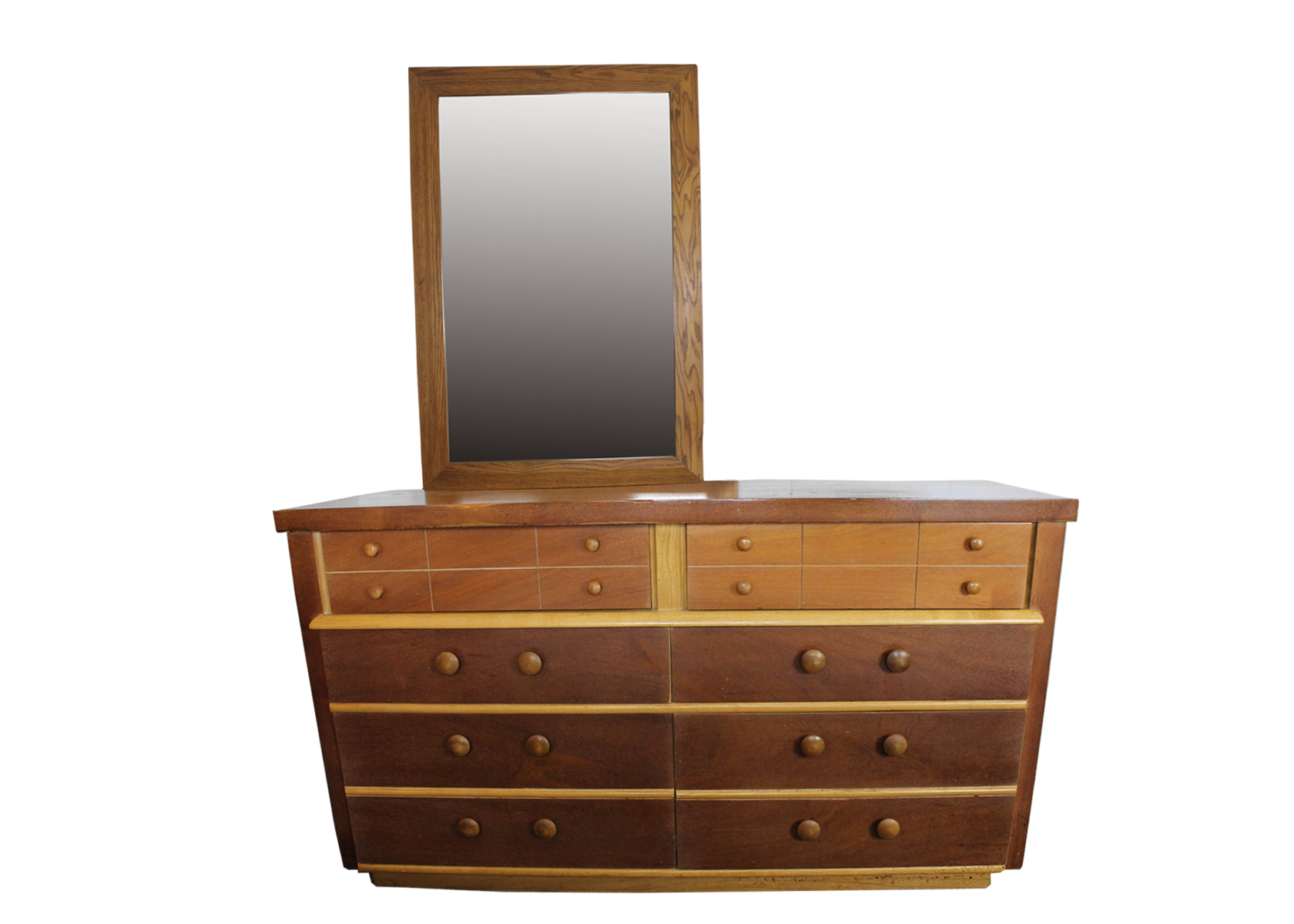 Mengel Furniture Dresser With Oak Framed Mirror