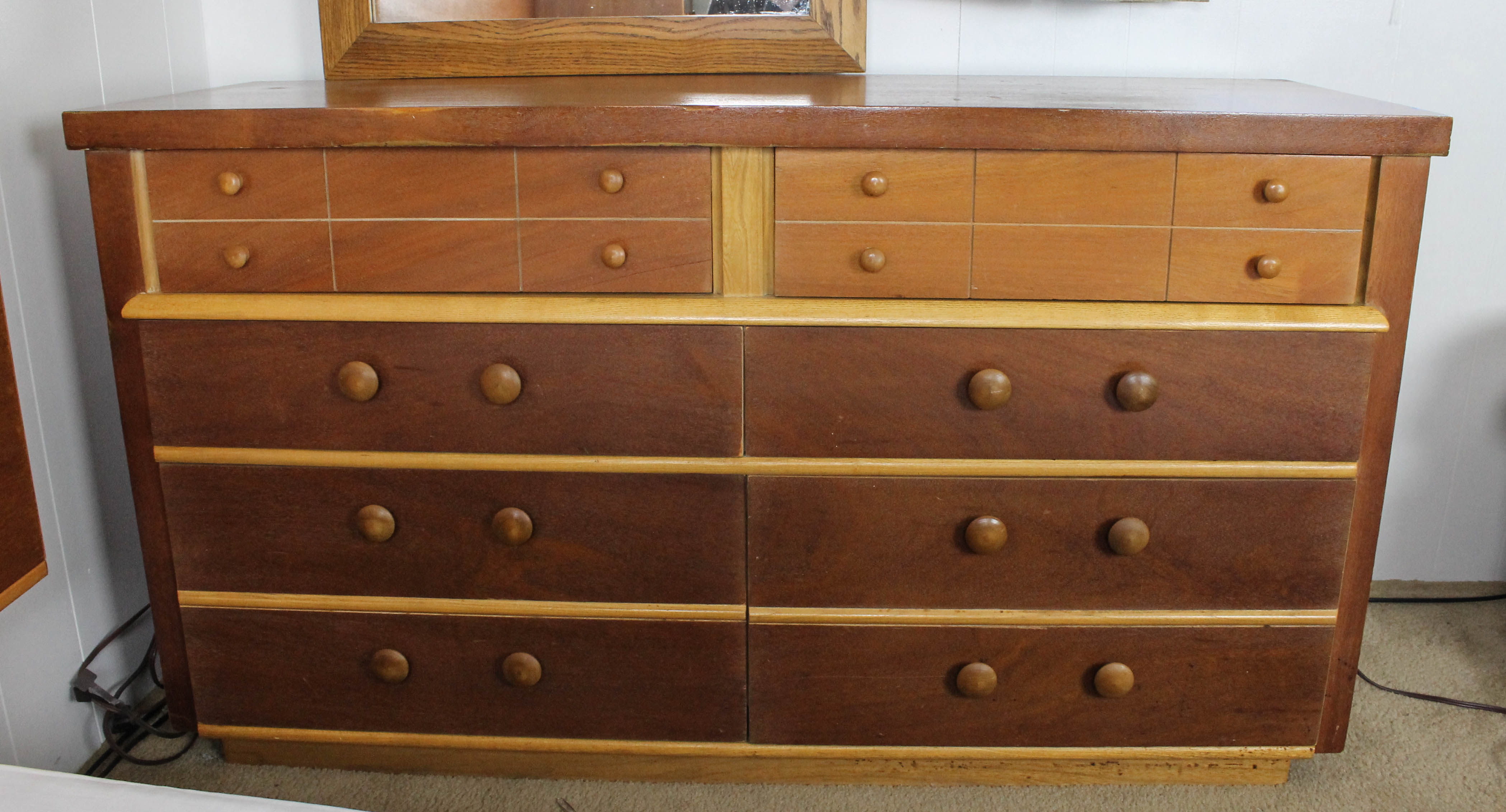 Mengel Furniture Dresser With Oak Framed Mirror