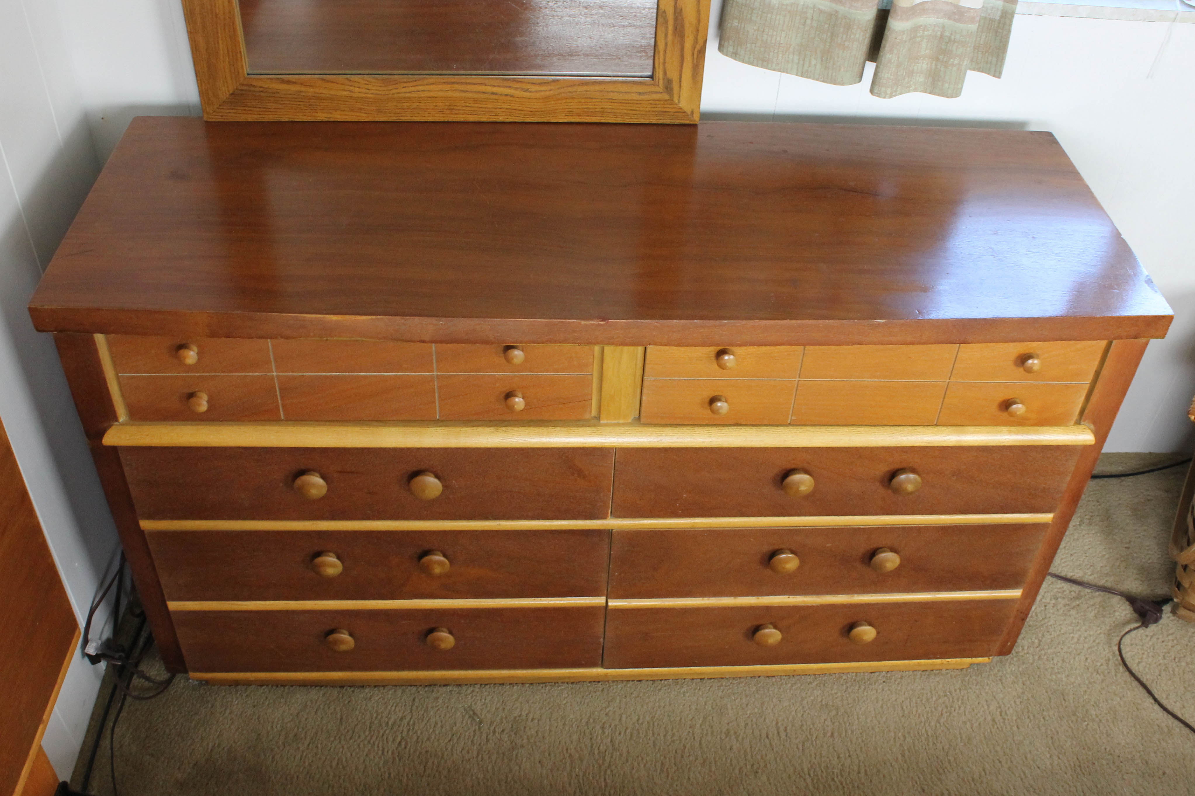 Mengel Furniture Dresser With Oak Framed Mirror