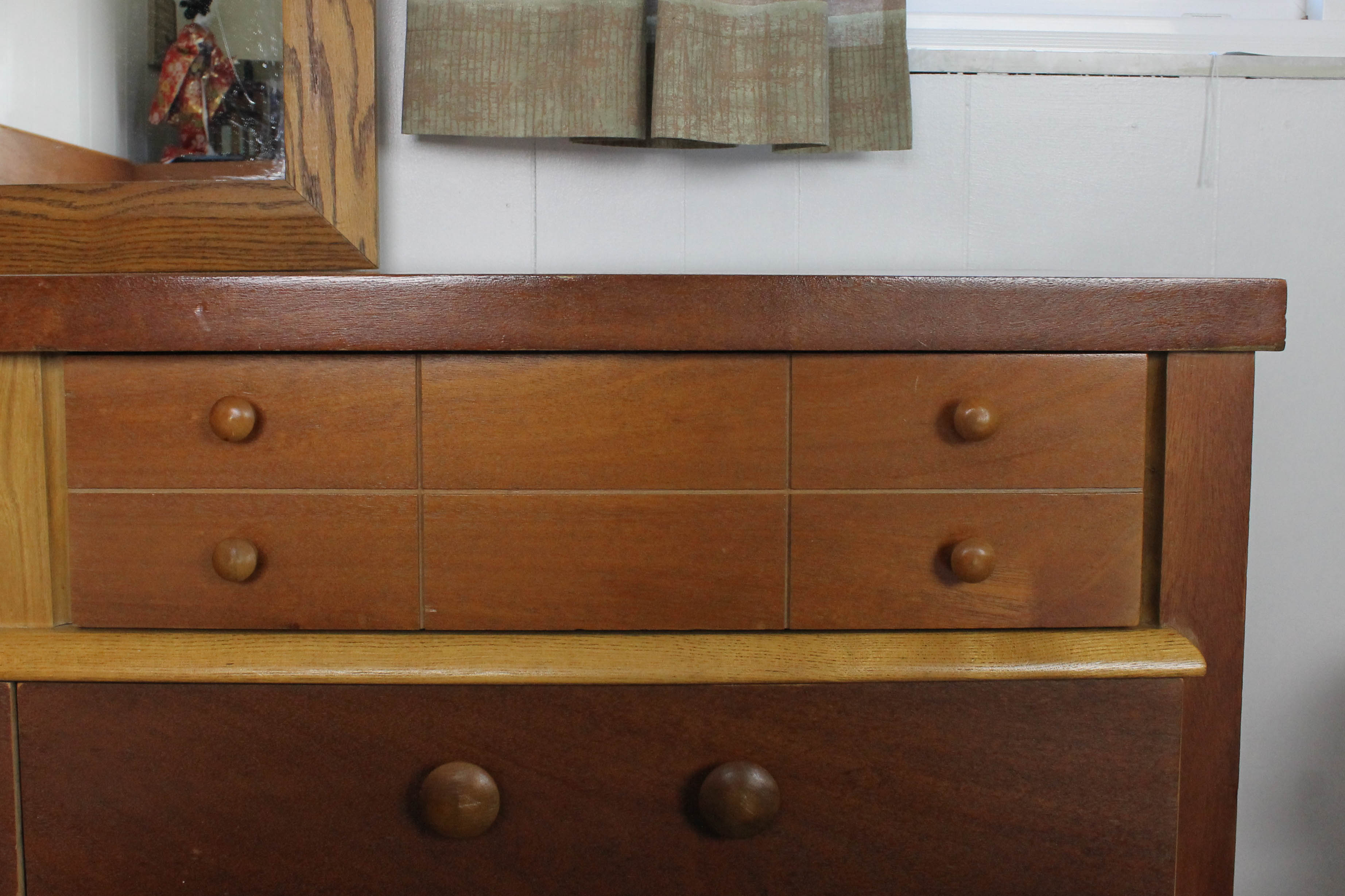 Mengel Furniture Dresser With Oak Framed Mirror