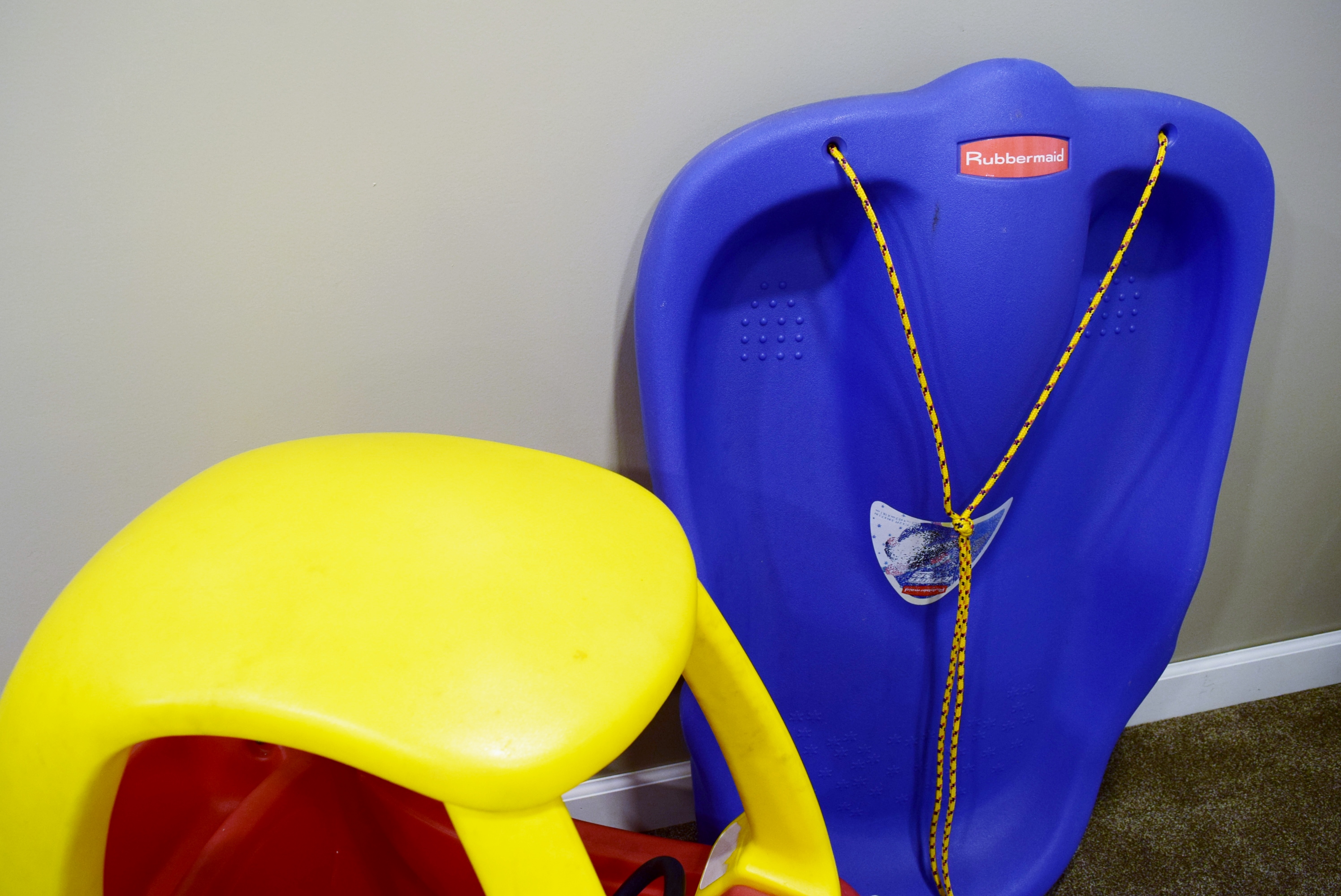 LittleTikes Cozy Coupe and Rubbermaid Sled