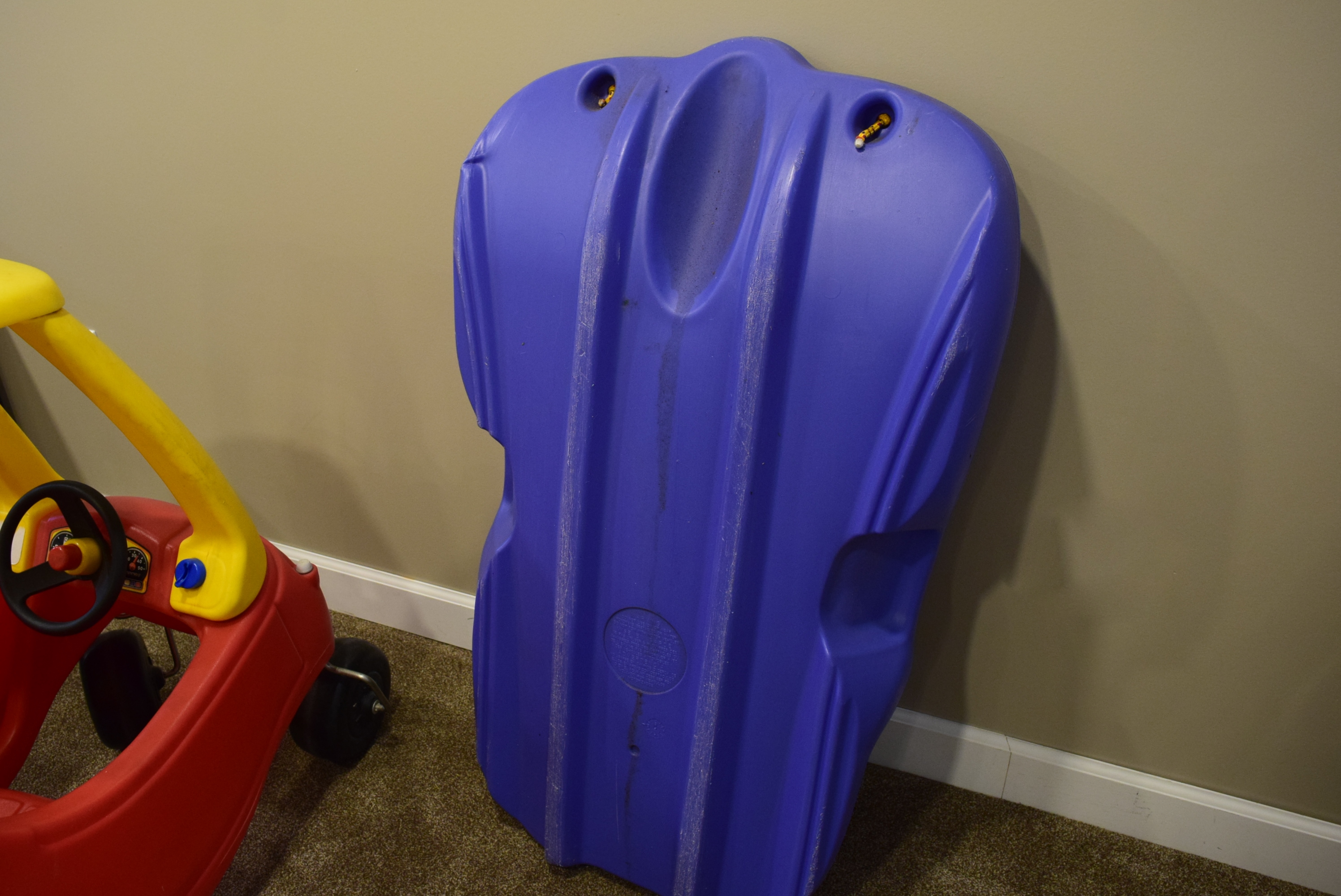 LittleTikes Cozy Coupe and Rubbermaid Sled