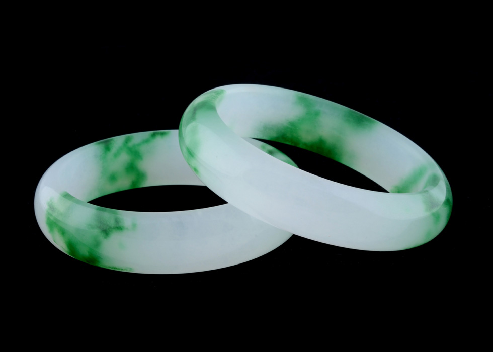 Two Dyed Quartz Bangle Bracelets