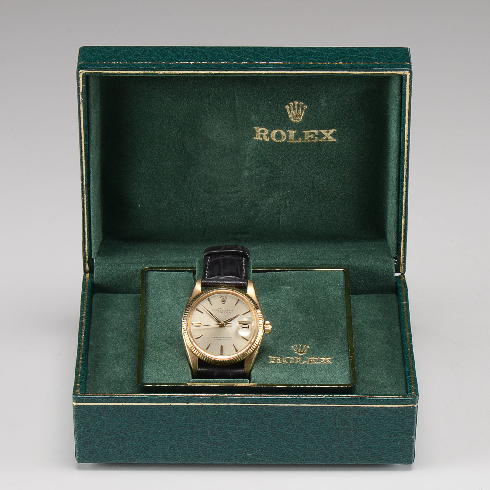 Rolex Perpetual Date 18K Solid Gold 34mm Silver Index Automatic