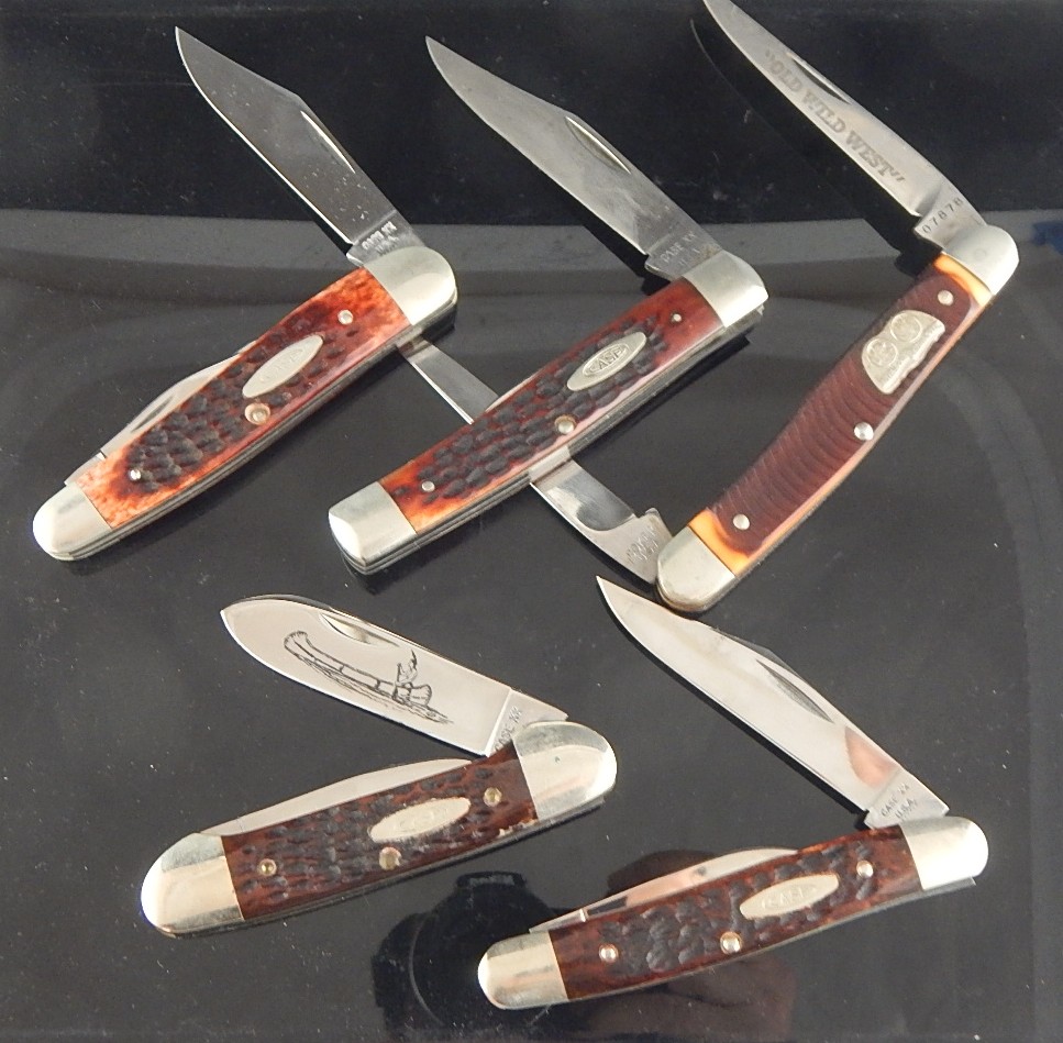 Four Case Brand Pocket Knives plus Boker 'Old Wild West'