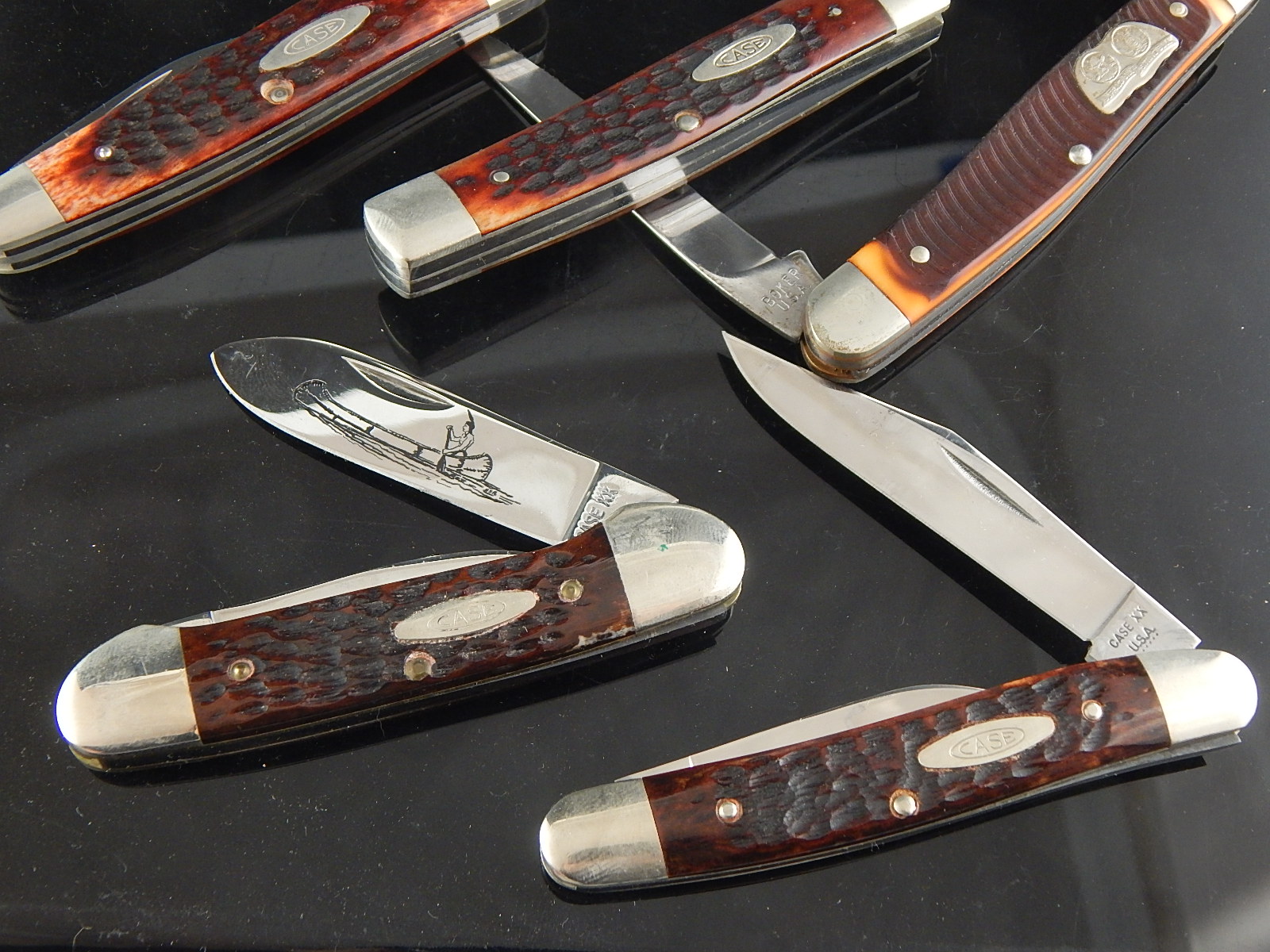 Four Case Brand Pocket Knives plus Boker 'Old Wild West'