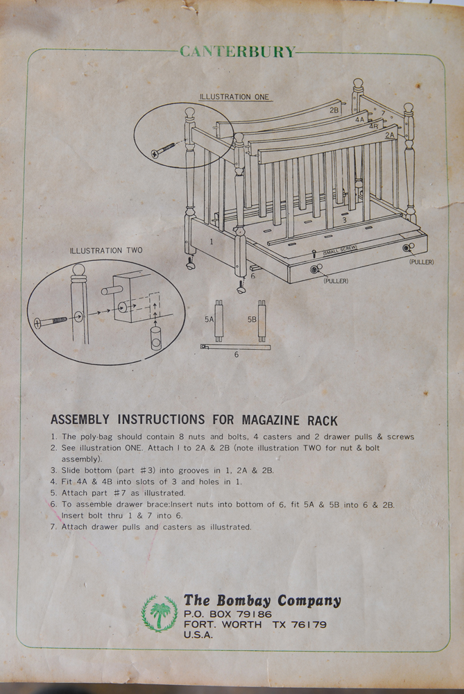 Bombay Company "Canterbury" Three Slot Wooden Magazine Rack