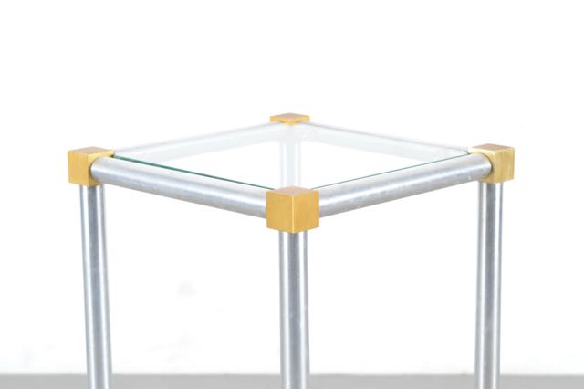Trio of Modern Tubular Steel and Glass Accent Tables
