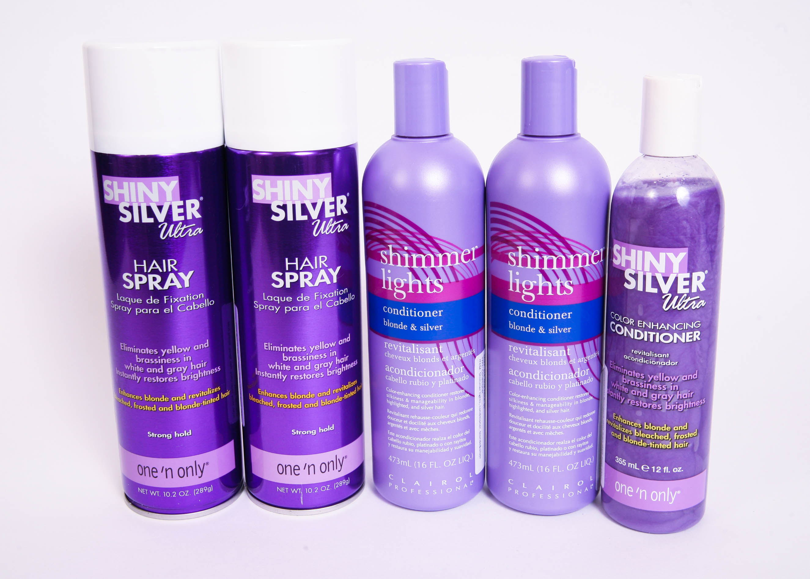 Collection of Hair Care Products for Blonde or Silver Hair