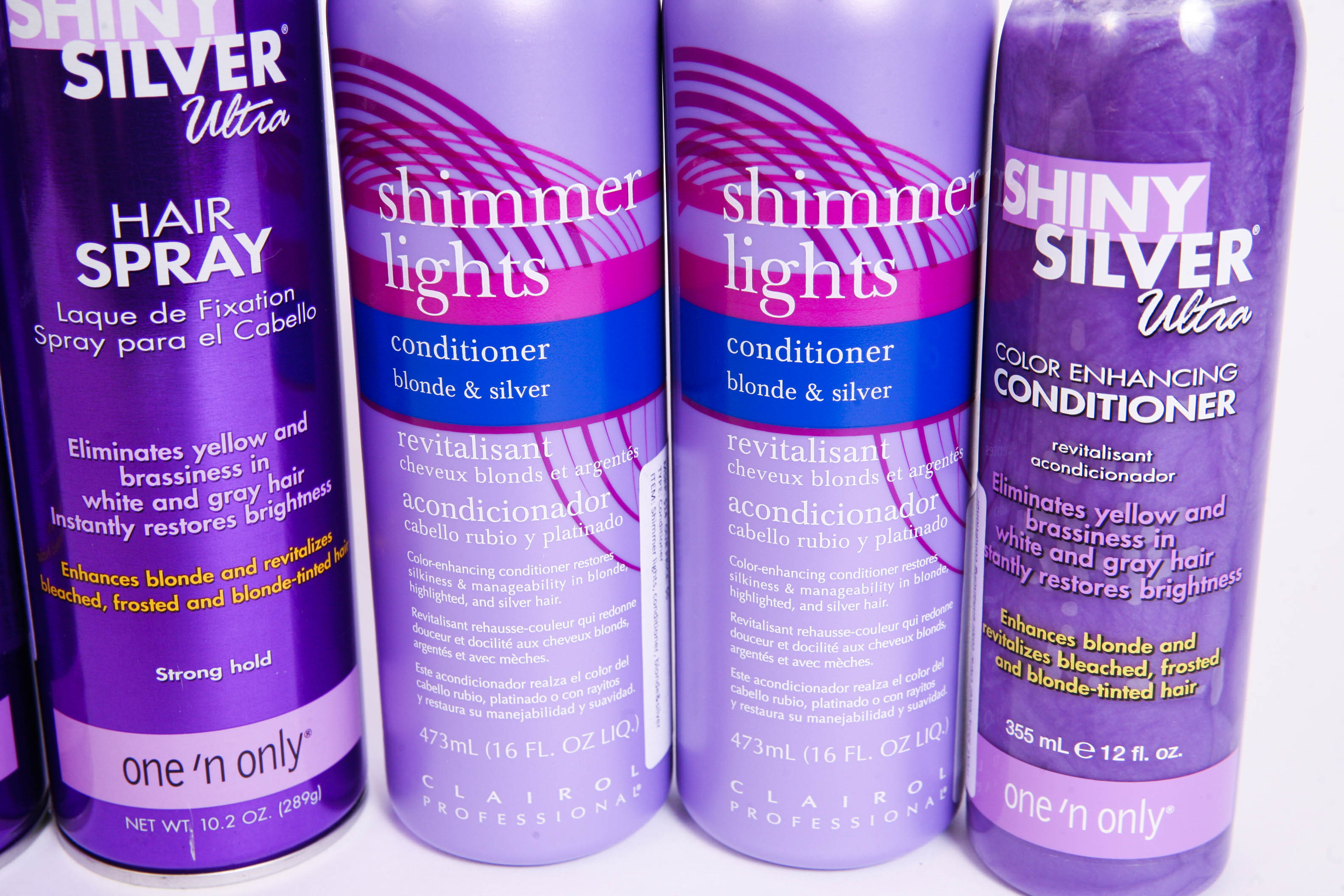 Collection of Hair Care Products for Blonde or Silver Hair