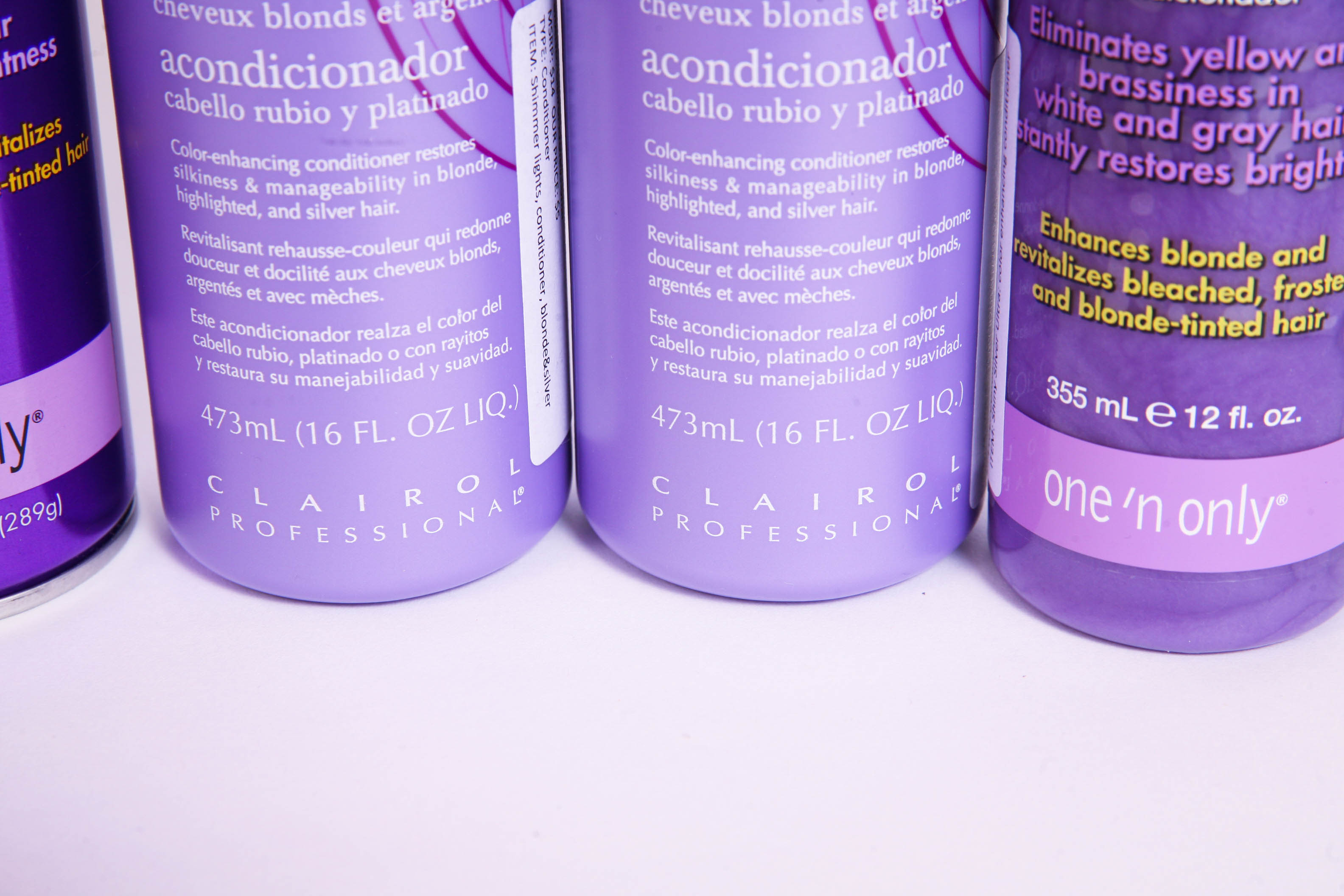 Collection of Hair Care Products for Blonde or Silver Hair