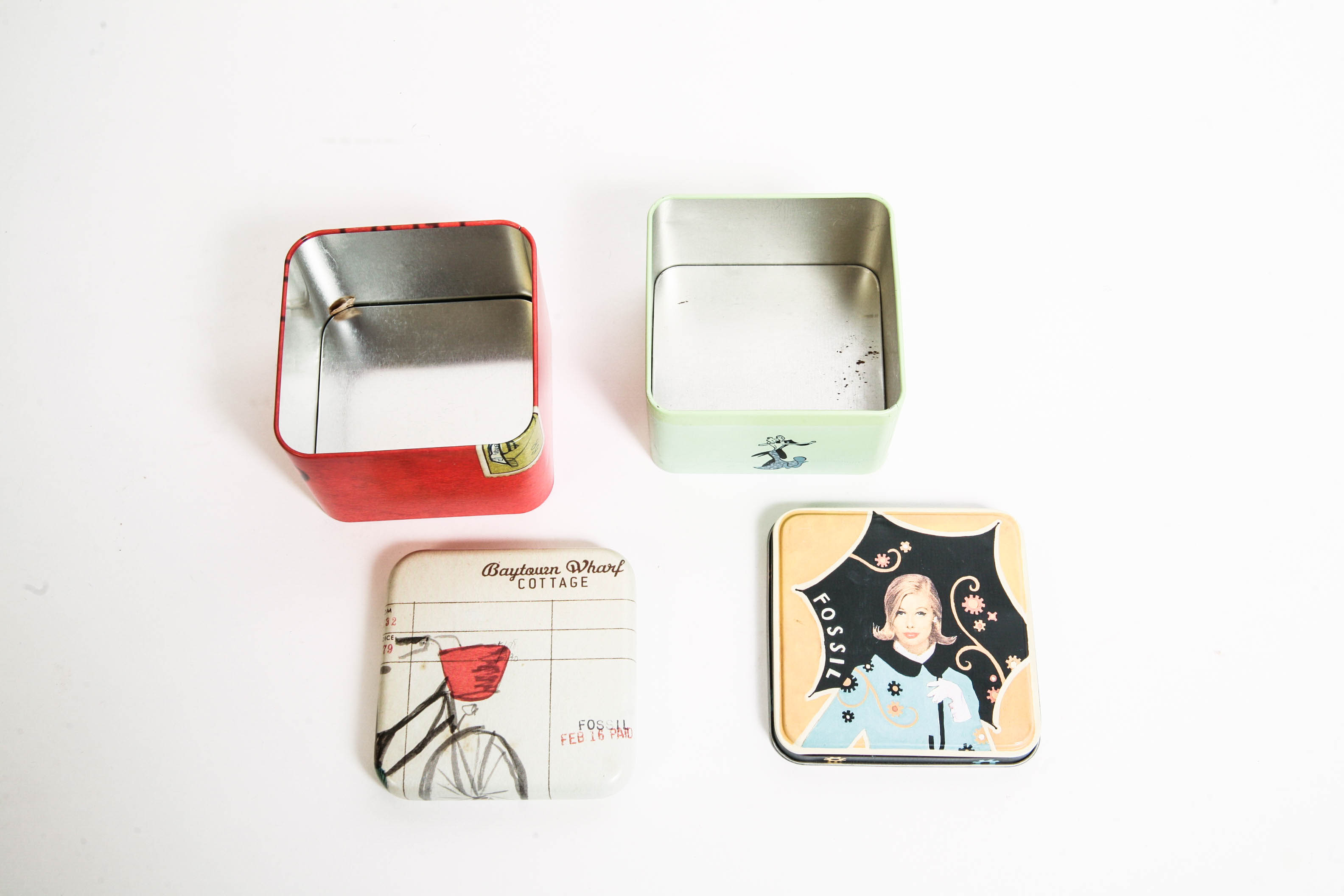 Assortment of Makeup Bags and Fossil Boxes