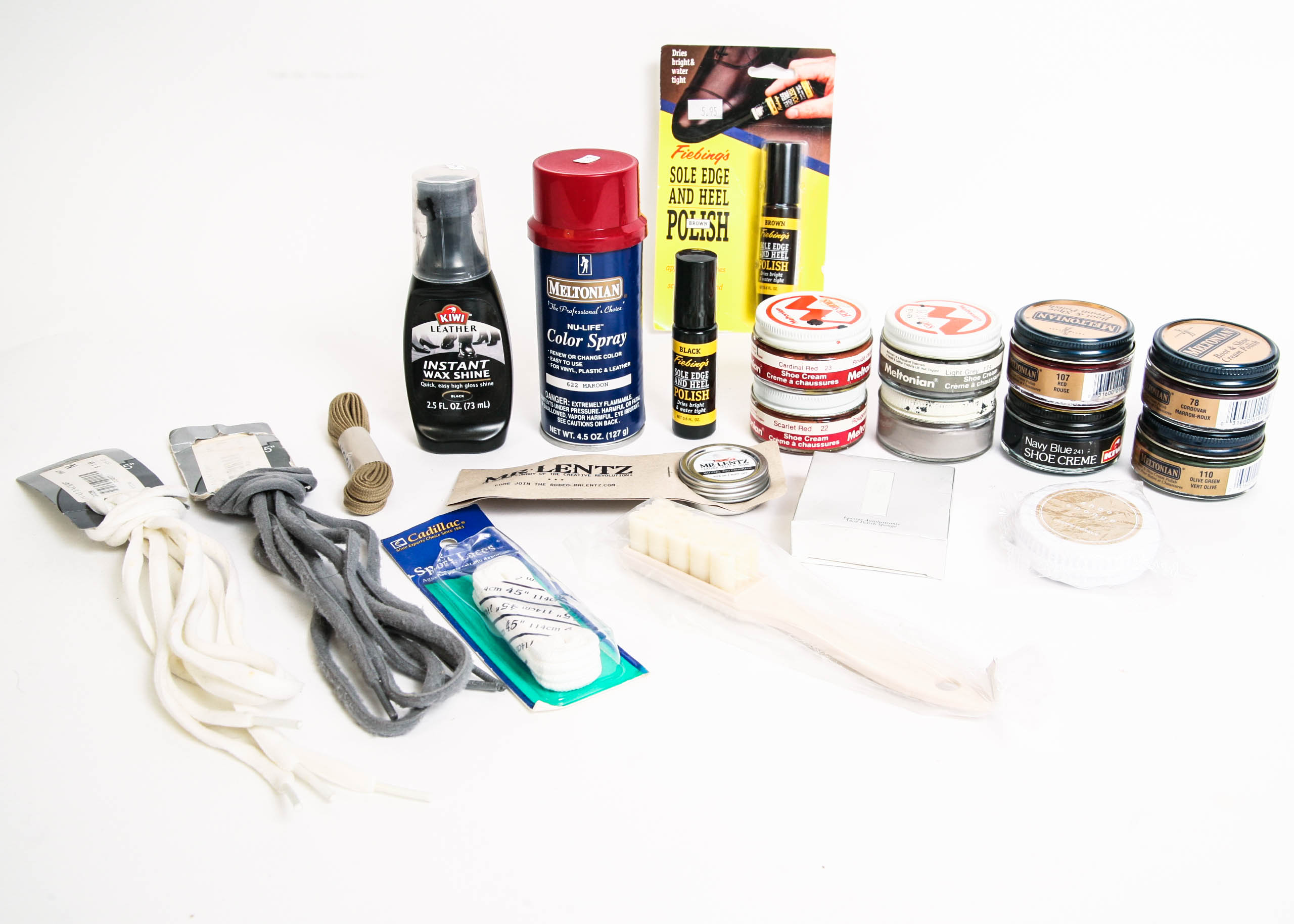 Large Group of Shoe Polishing and Cleaning Supplies
