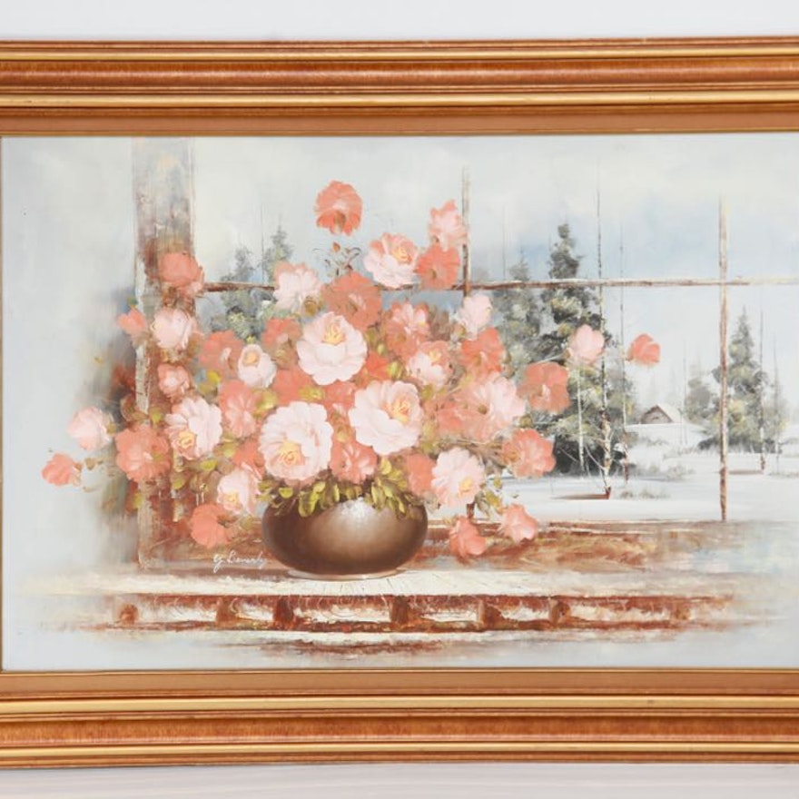 Original Framed Floral Oil Painting by Y Beverly