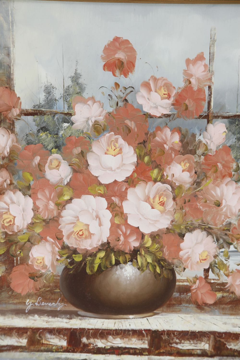 Original Framed Floral Oil Painting by Y Beverly