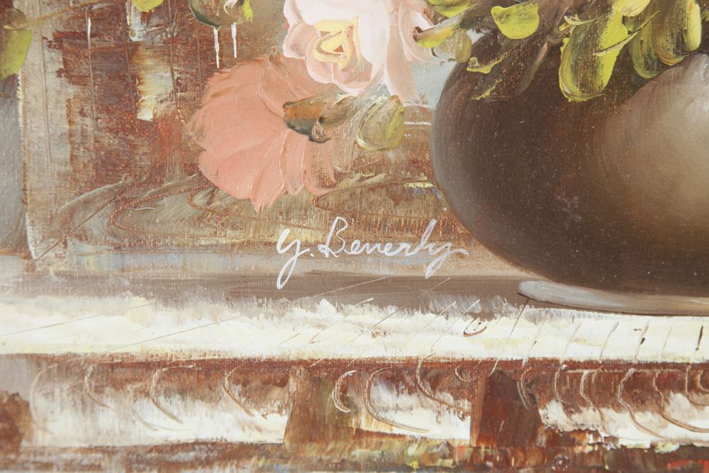 Original Framed Floral Oil Painting by Y Beverly