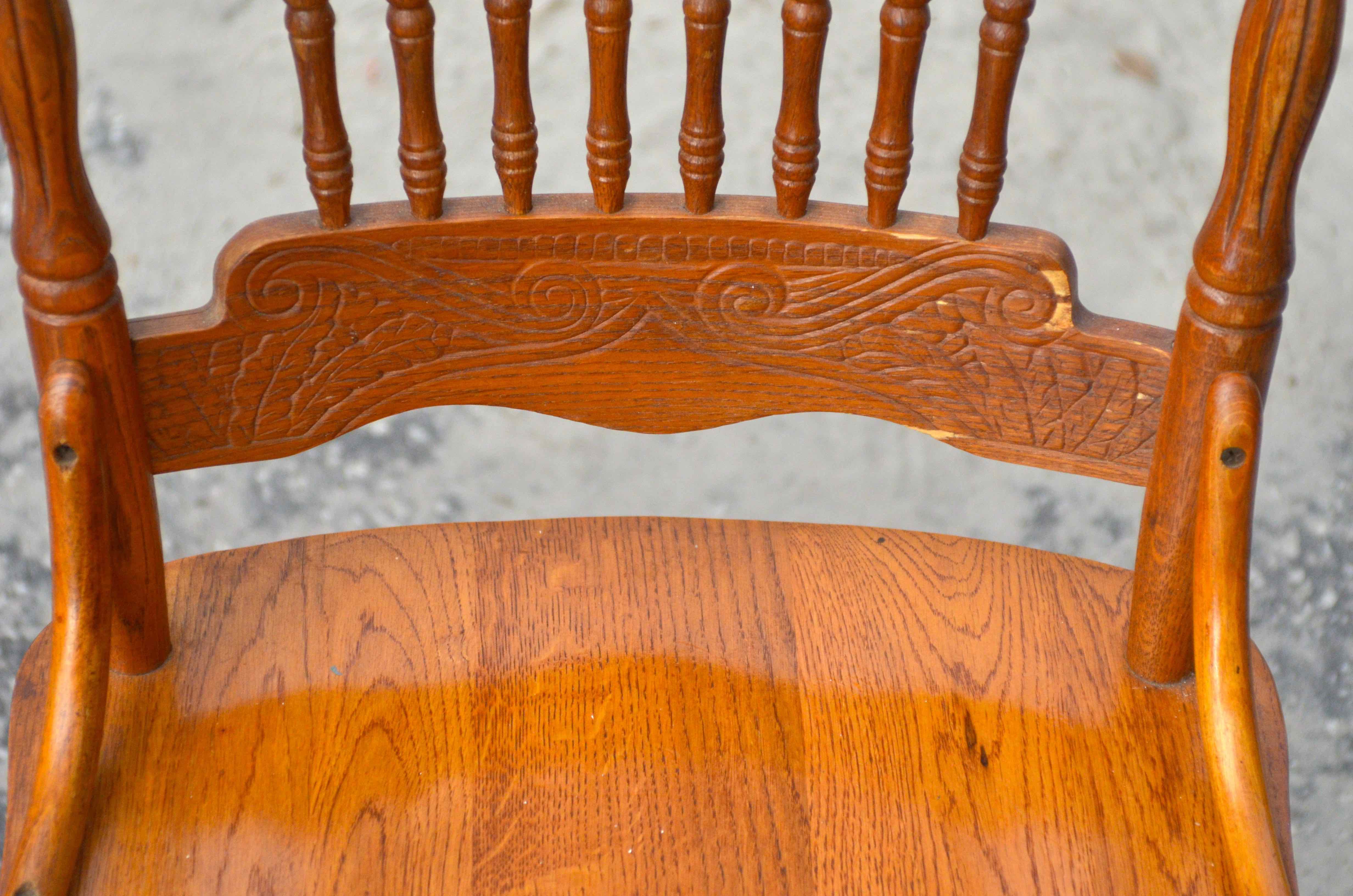 Country Style Oak Press Back Dining Chairs