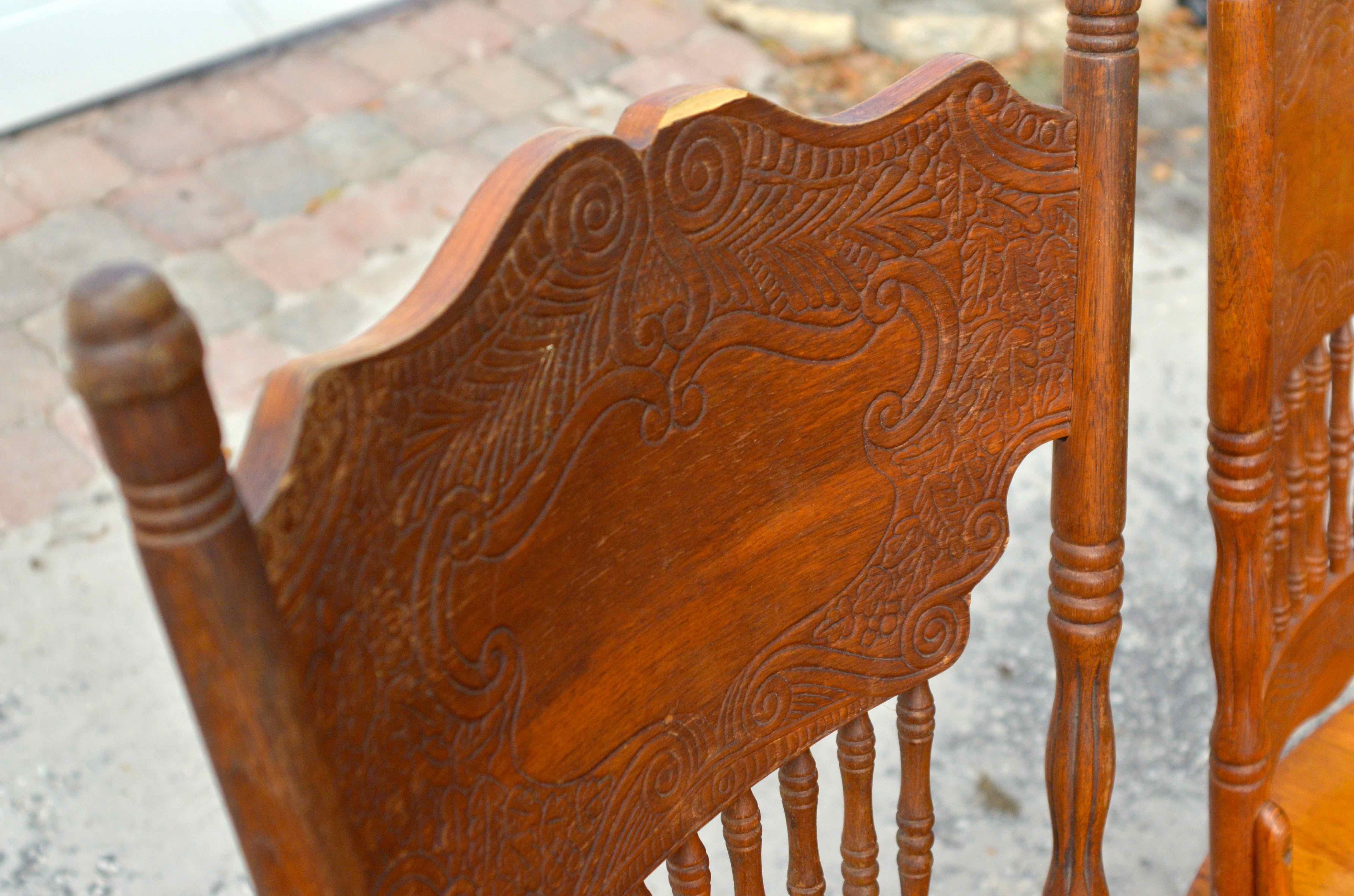 Country Style Oak Press Back Dining Chairs