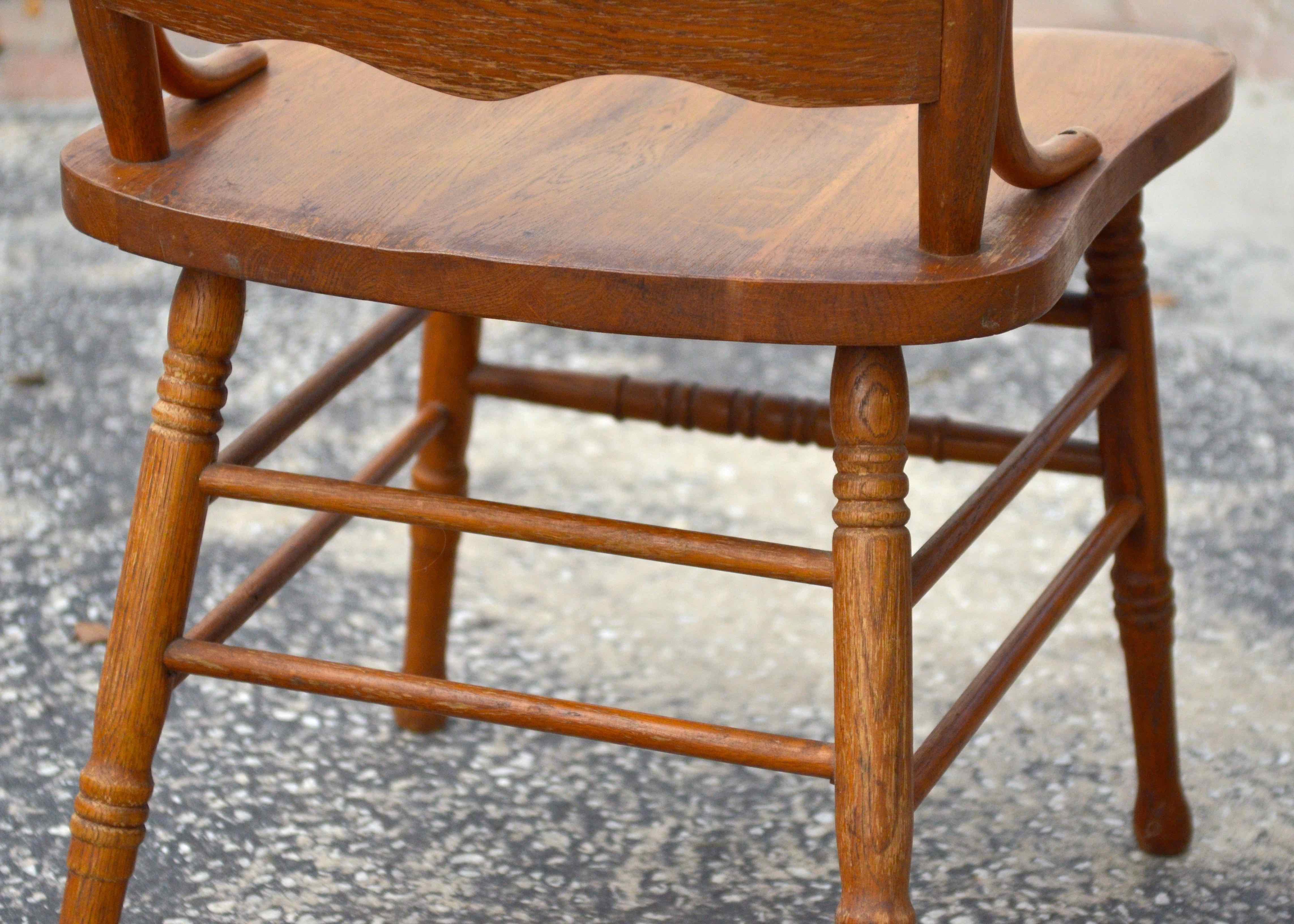 Country Style Oak Press Back Dining Chairs