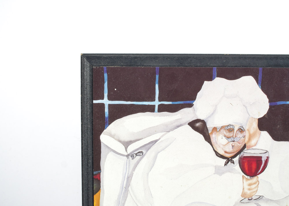 Jennifer Garant Print on Board of Chef With Wine