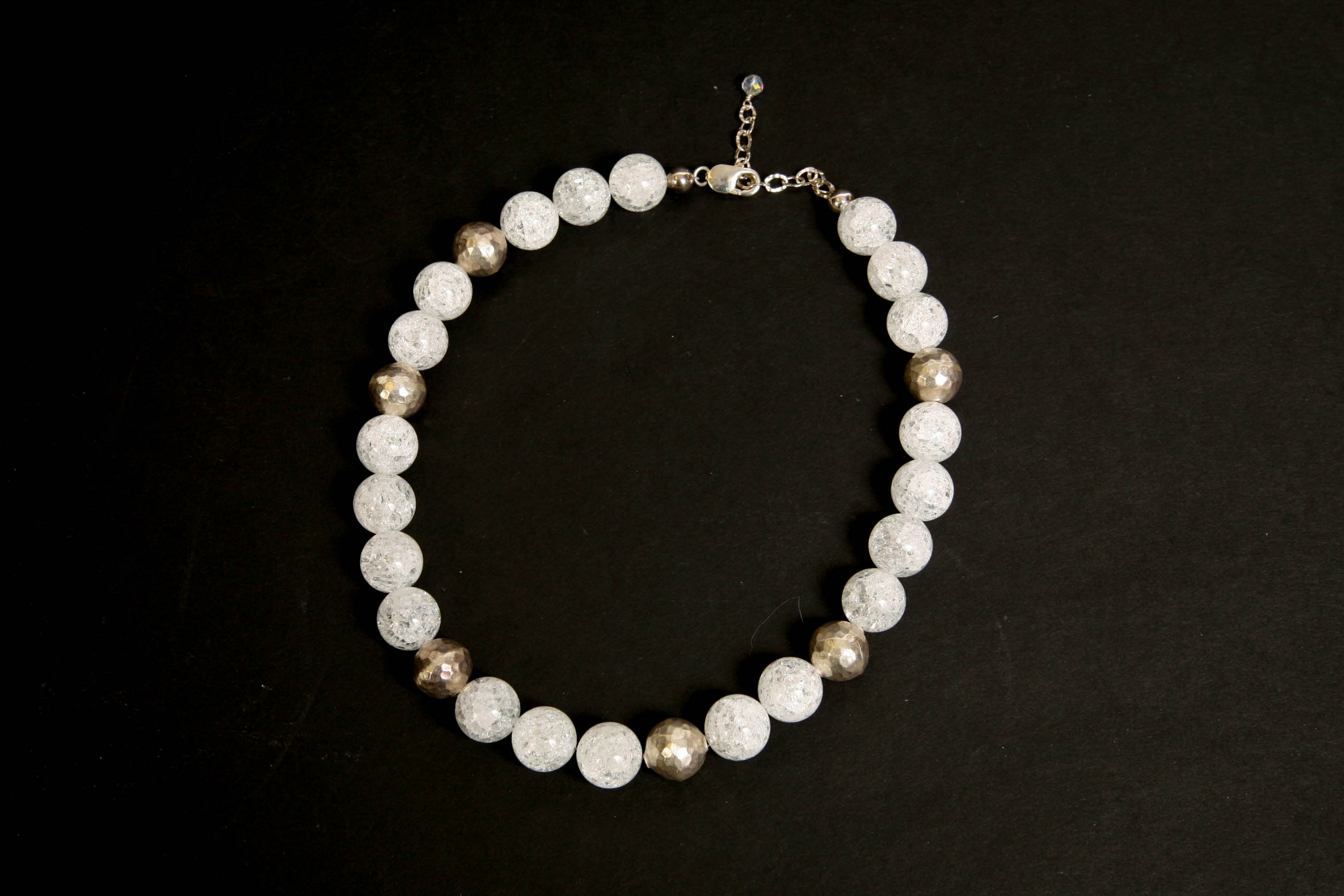 White Quartz and Hammered Sterling Silver Necklace