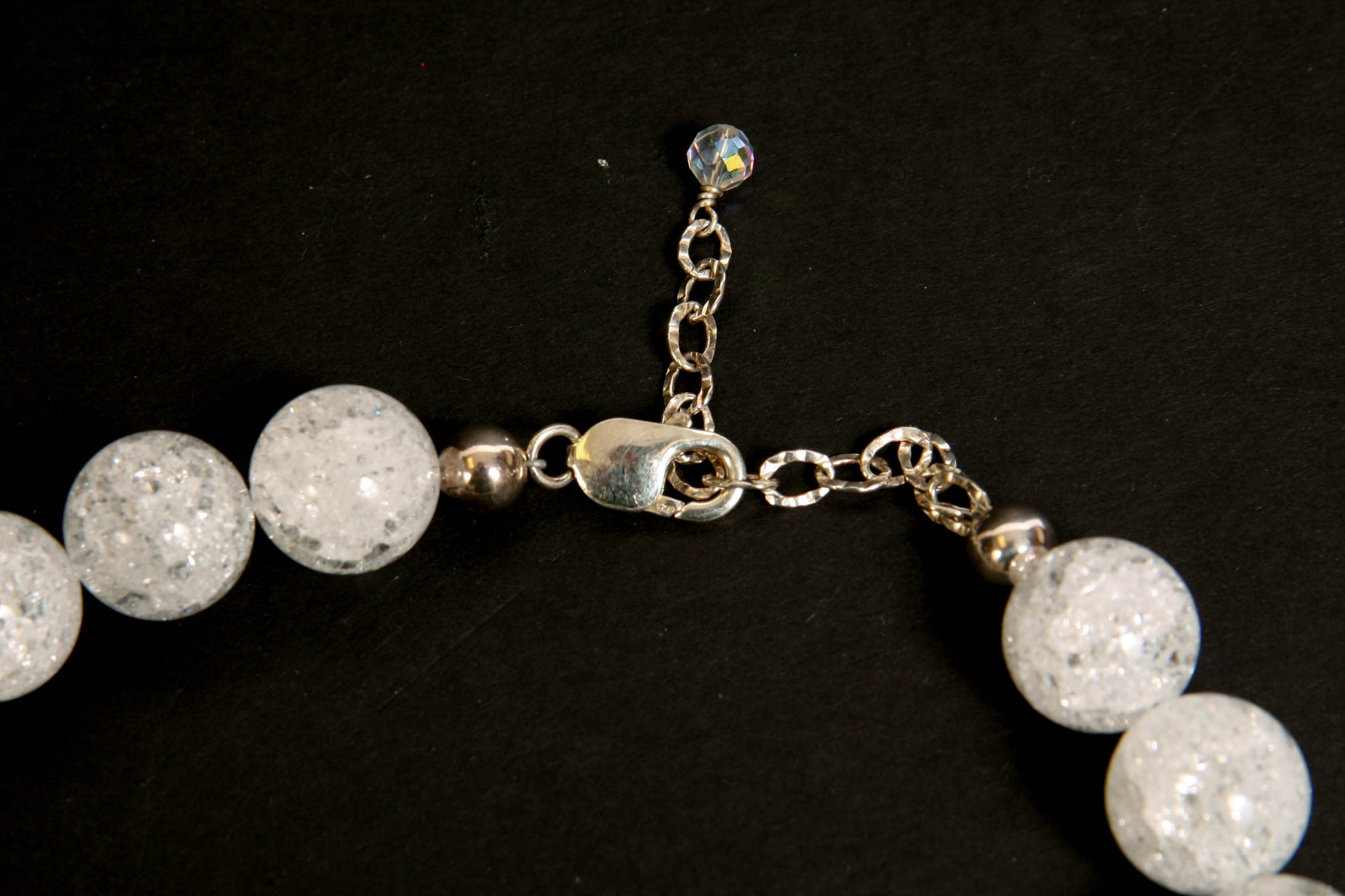 White Quartz and Hammered Sterling Silver Necklace