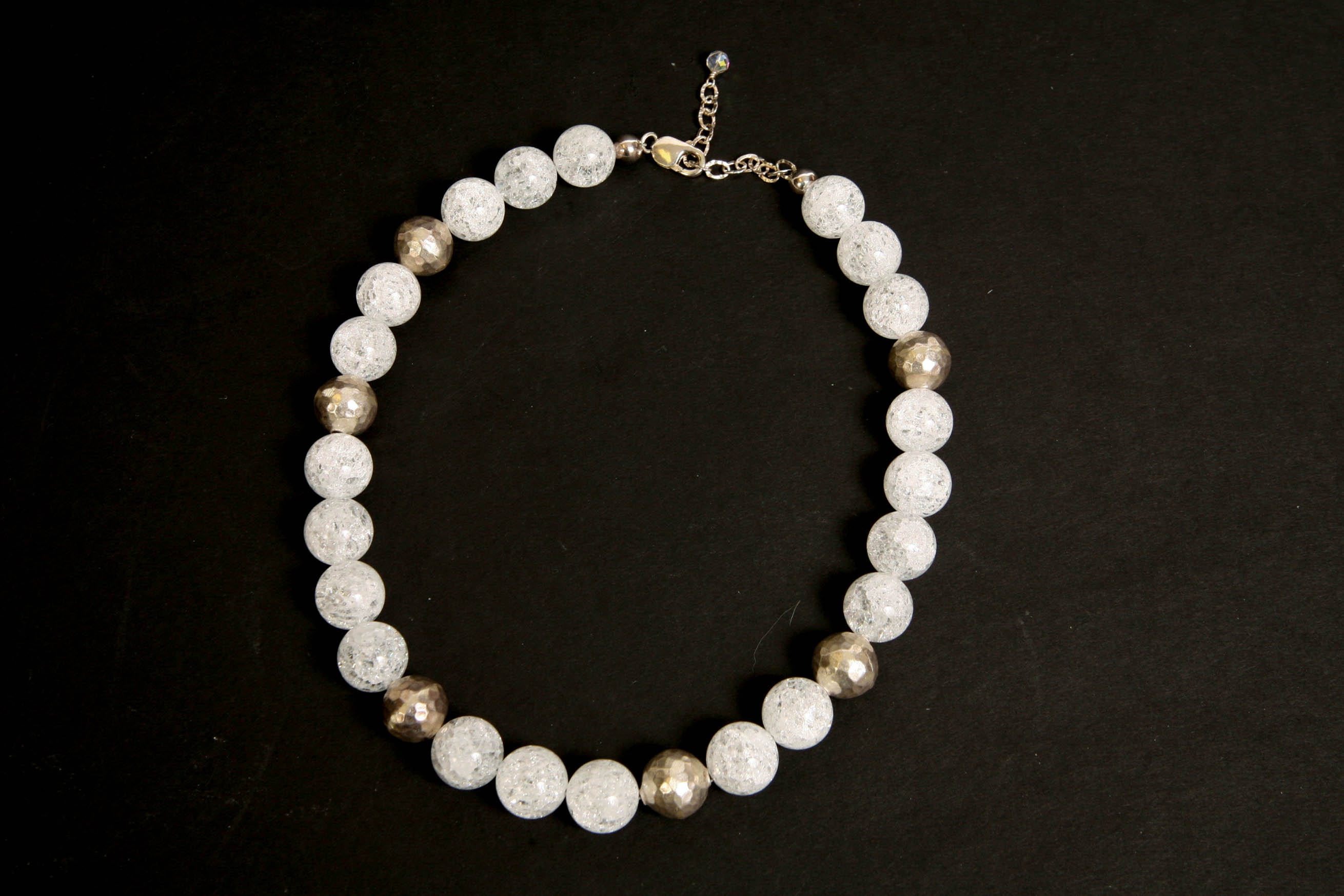 White Quartz and Hammered Sterling Silver Necklace