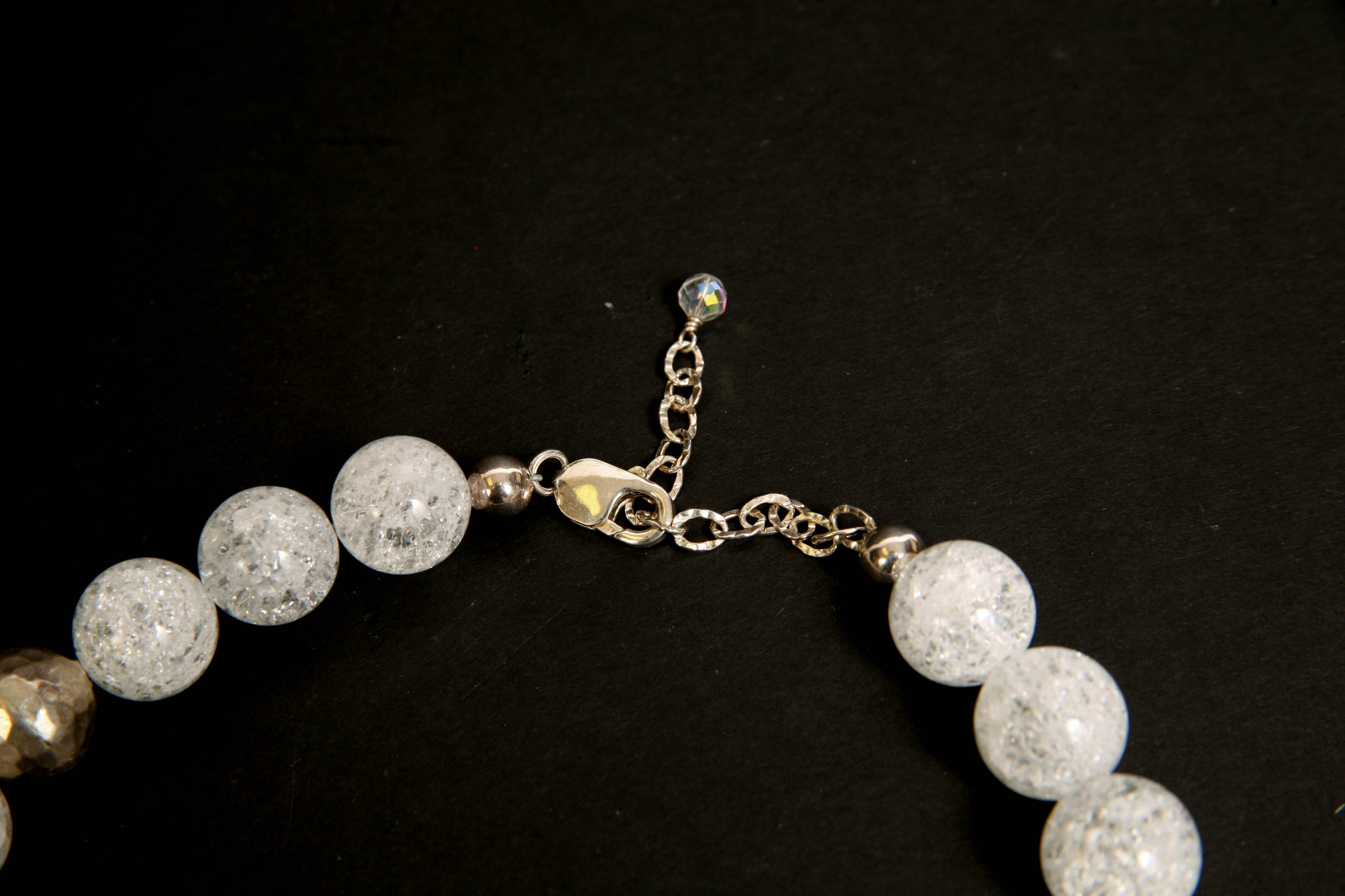 White Quartz and Hammered Sterling Silver Necklace