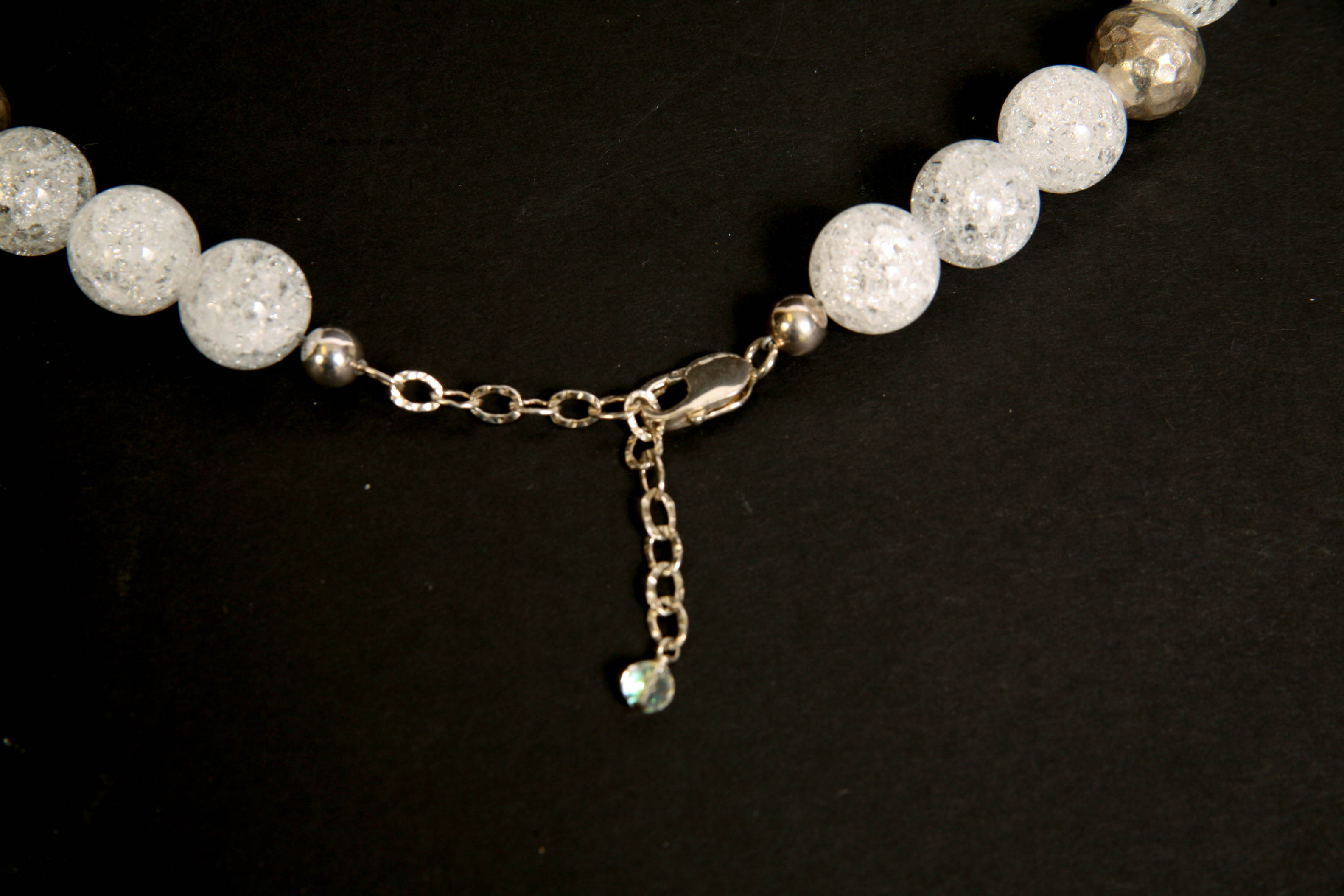 White Quartz and Hammered Sterling Silver Necklace