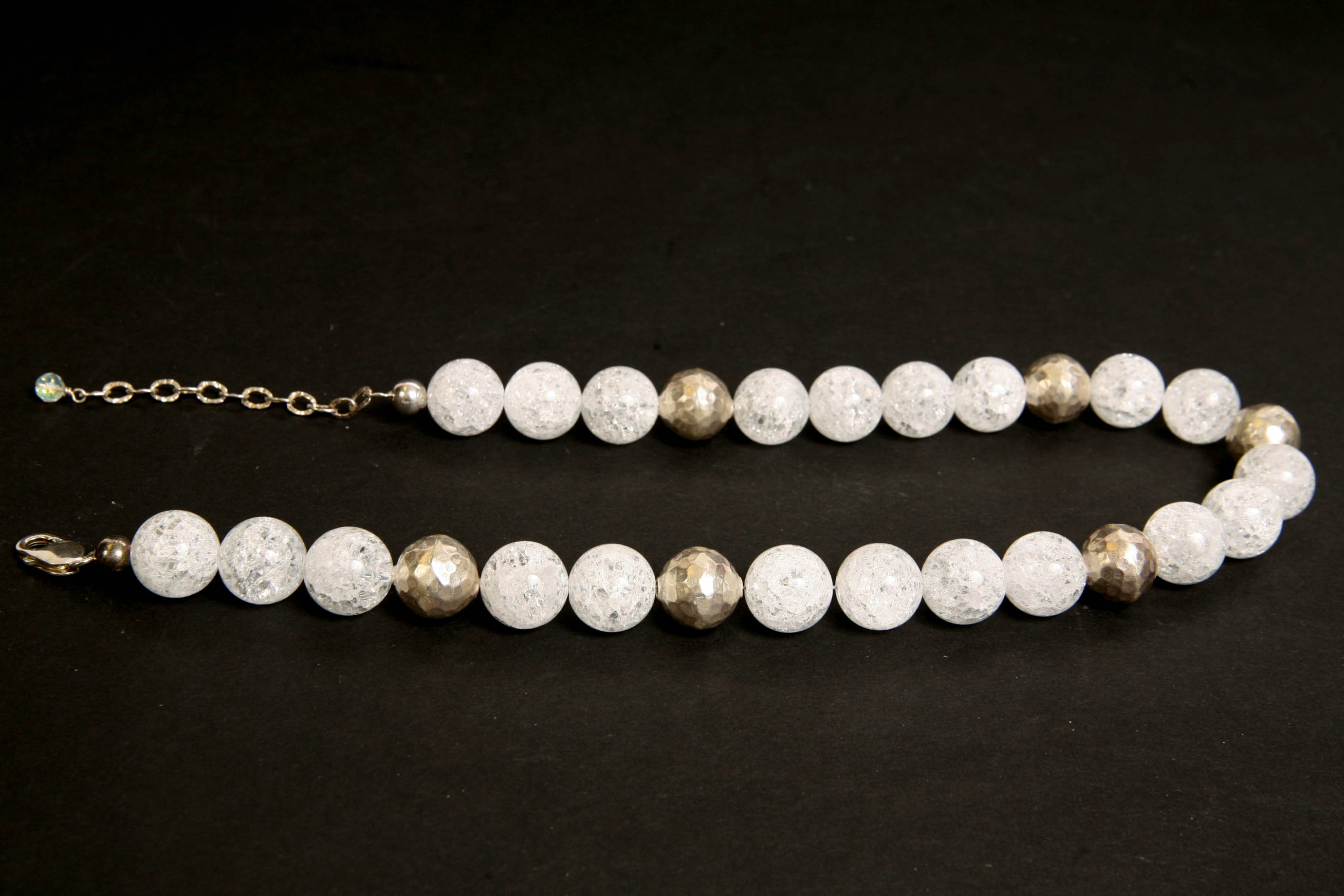 White Quartz and Hammered Sterling Silver Necklace