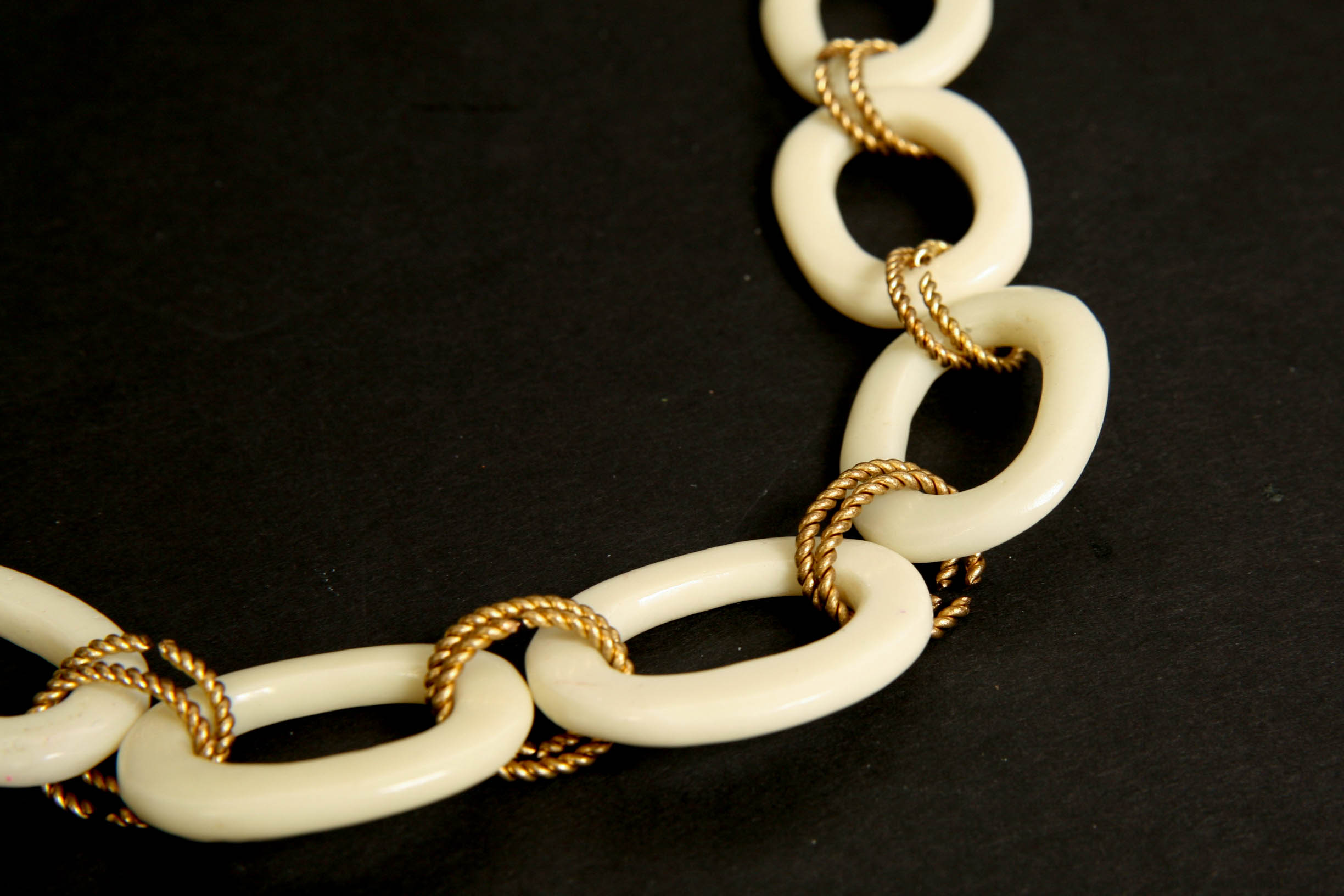 Gold and Ivory Colored Statement Necklace