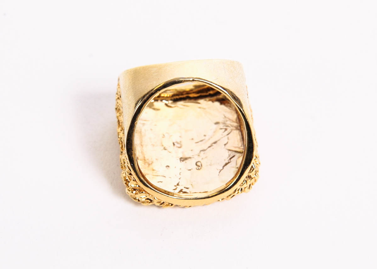 Square Gold Tone Ring