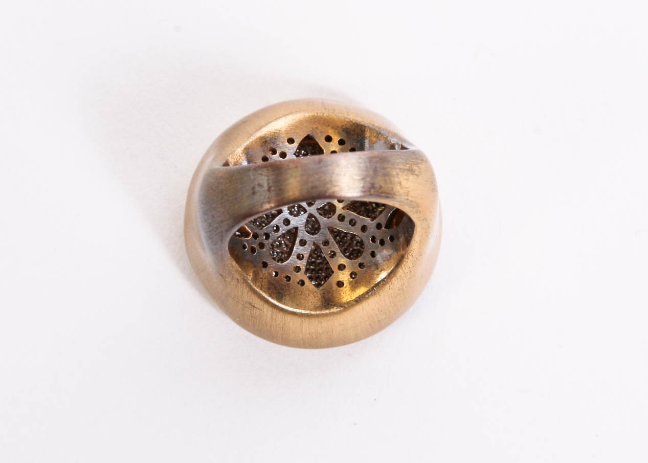 Gold Tone Ring with Pave Crystal Accents