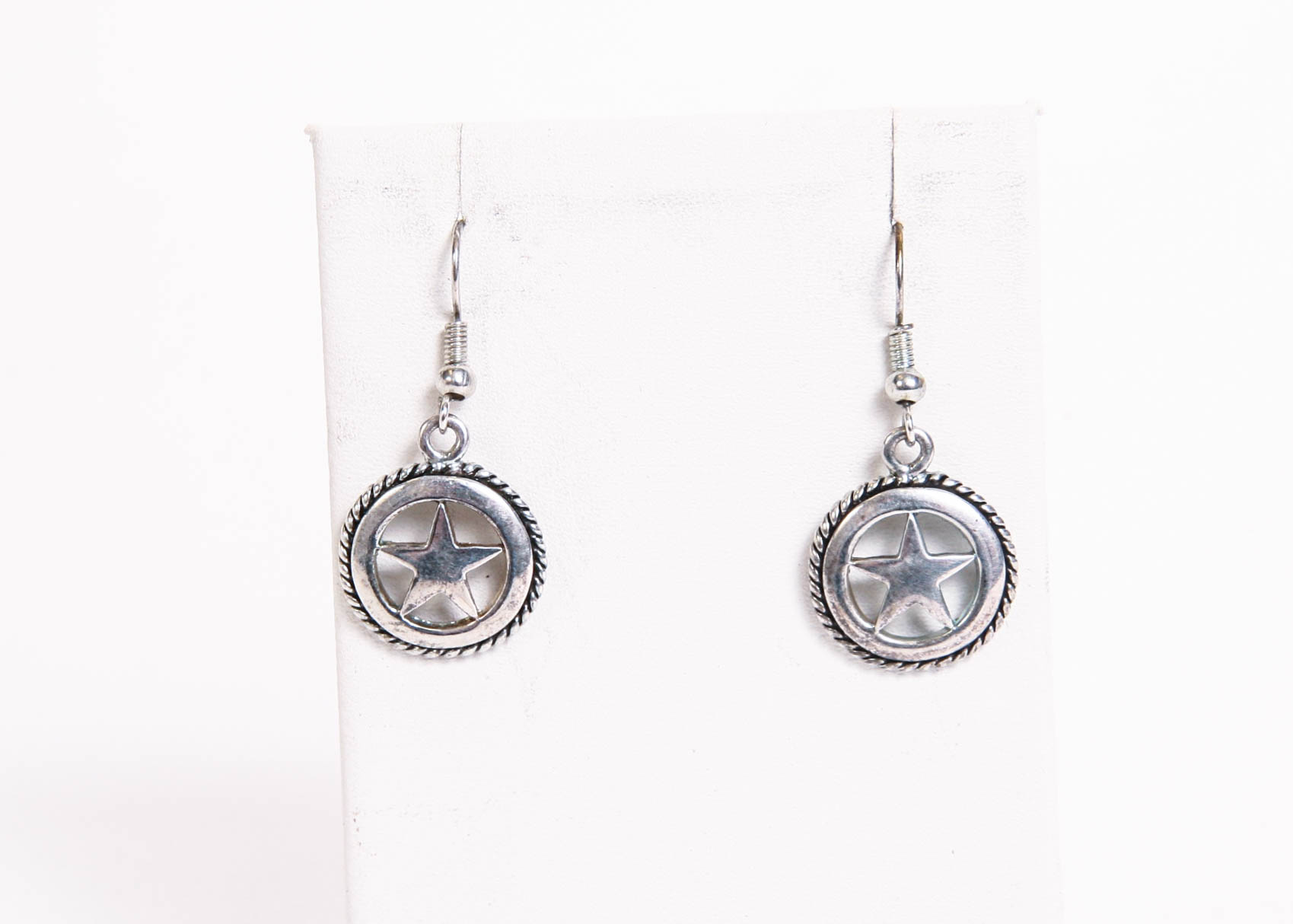 Silver Tone Star Drop Earrings
