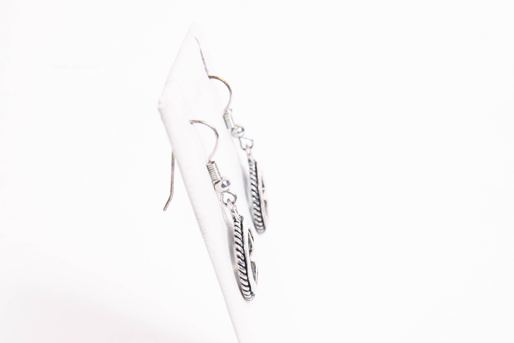 Silver Tone Star Drop Earrings