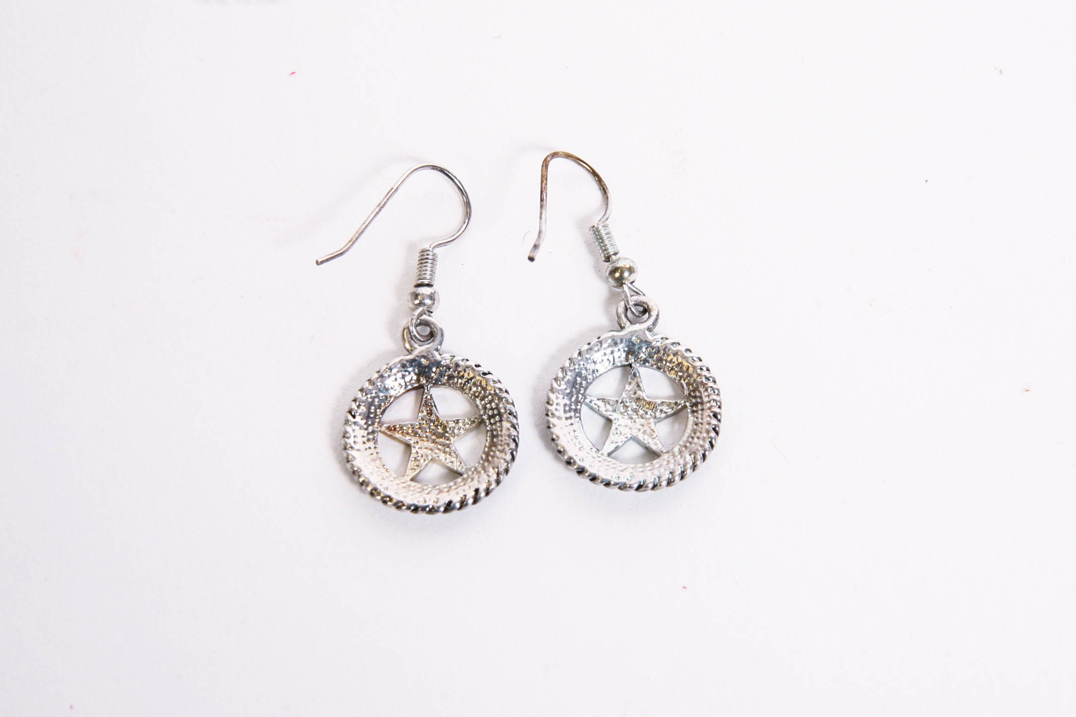 Silver Tone Star Drop Earrings