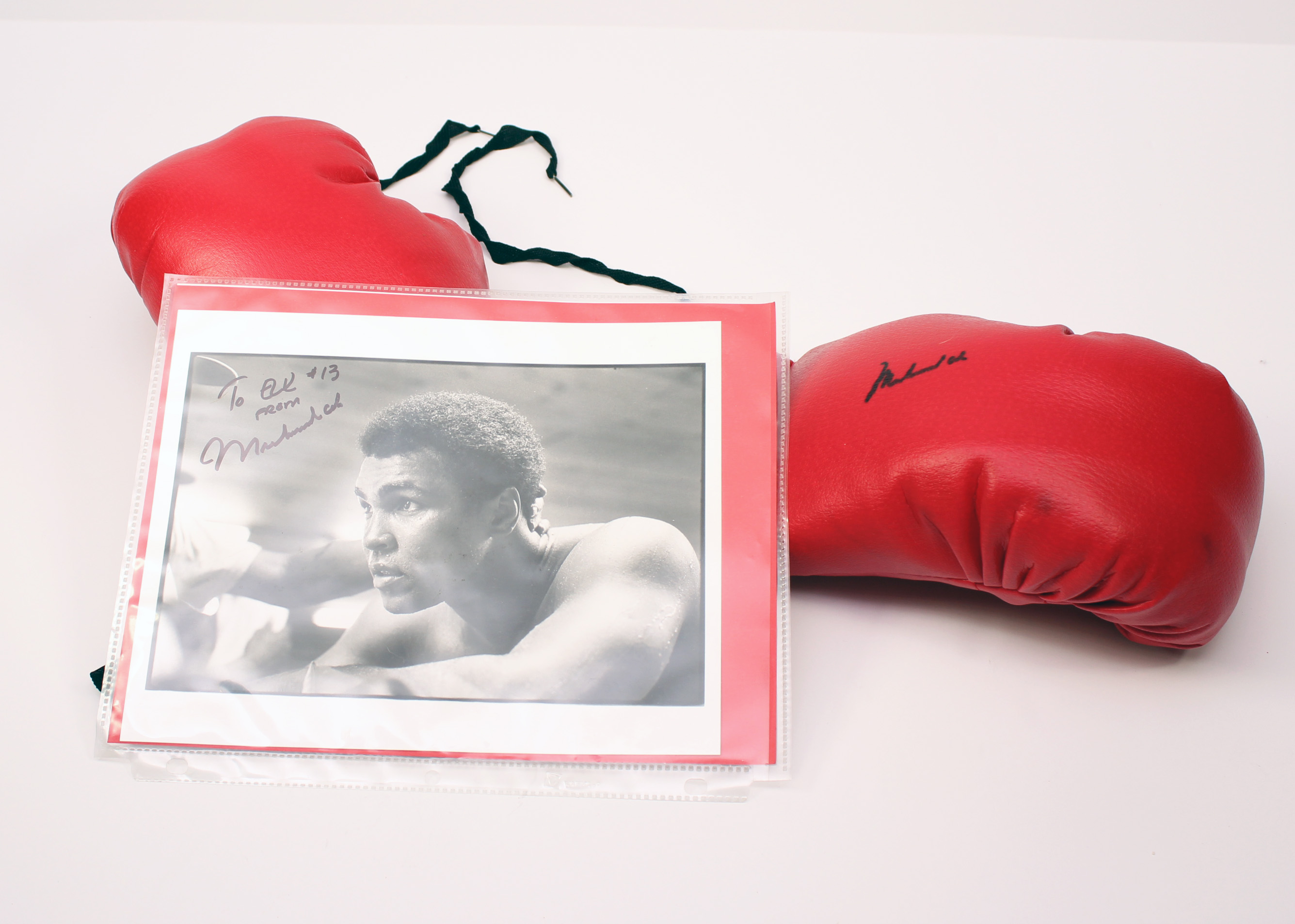 Muhammad Ali Signed Photograph and Boxing Gloves