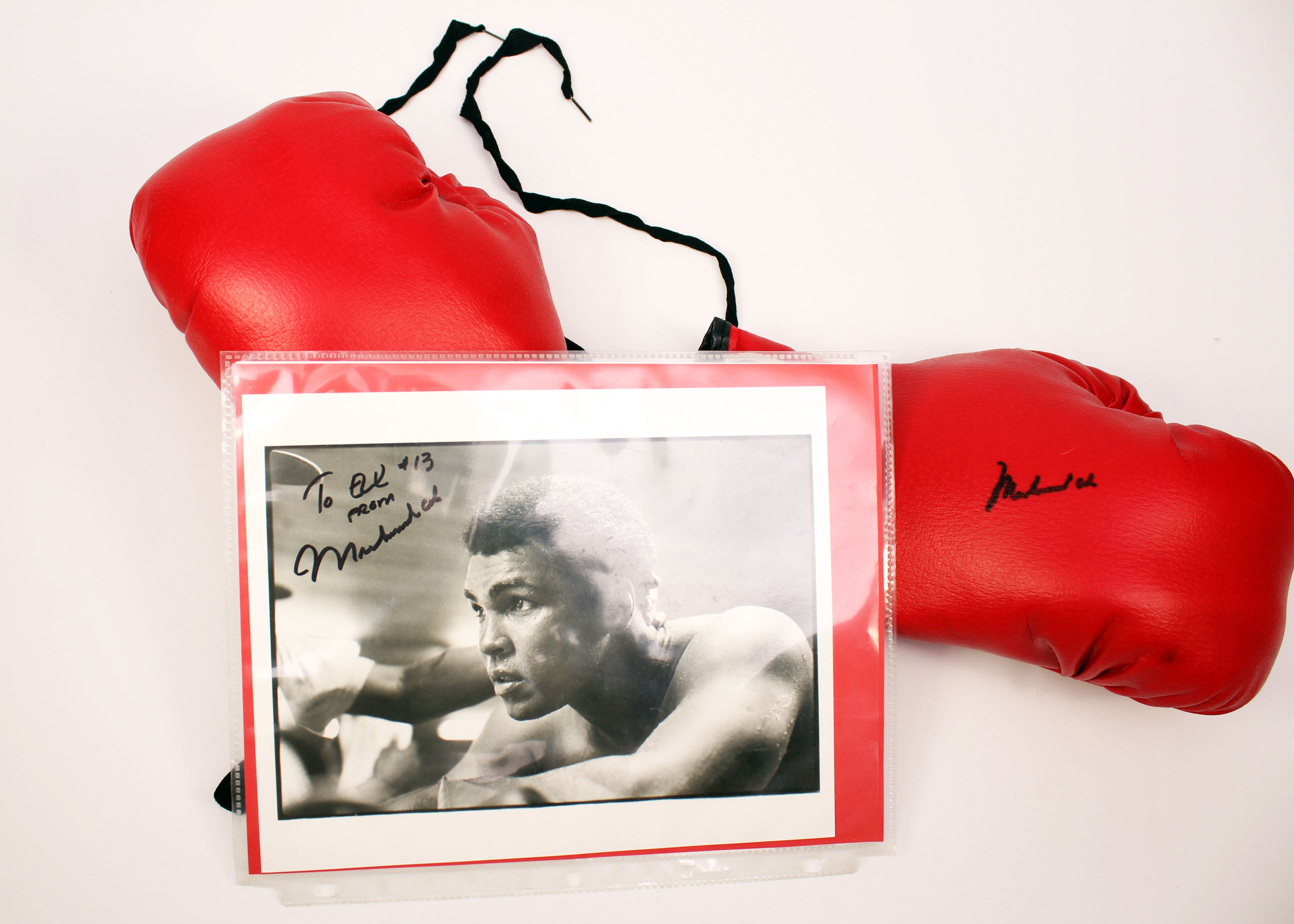Muhammad Ali Signed Photograph and Boxing Gloves