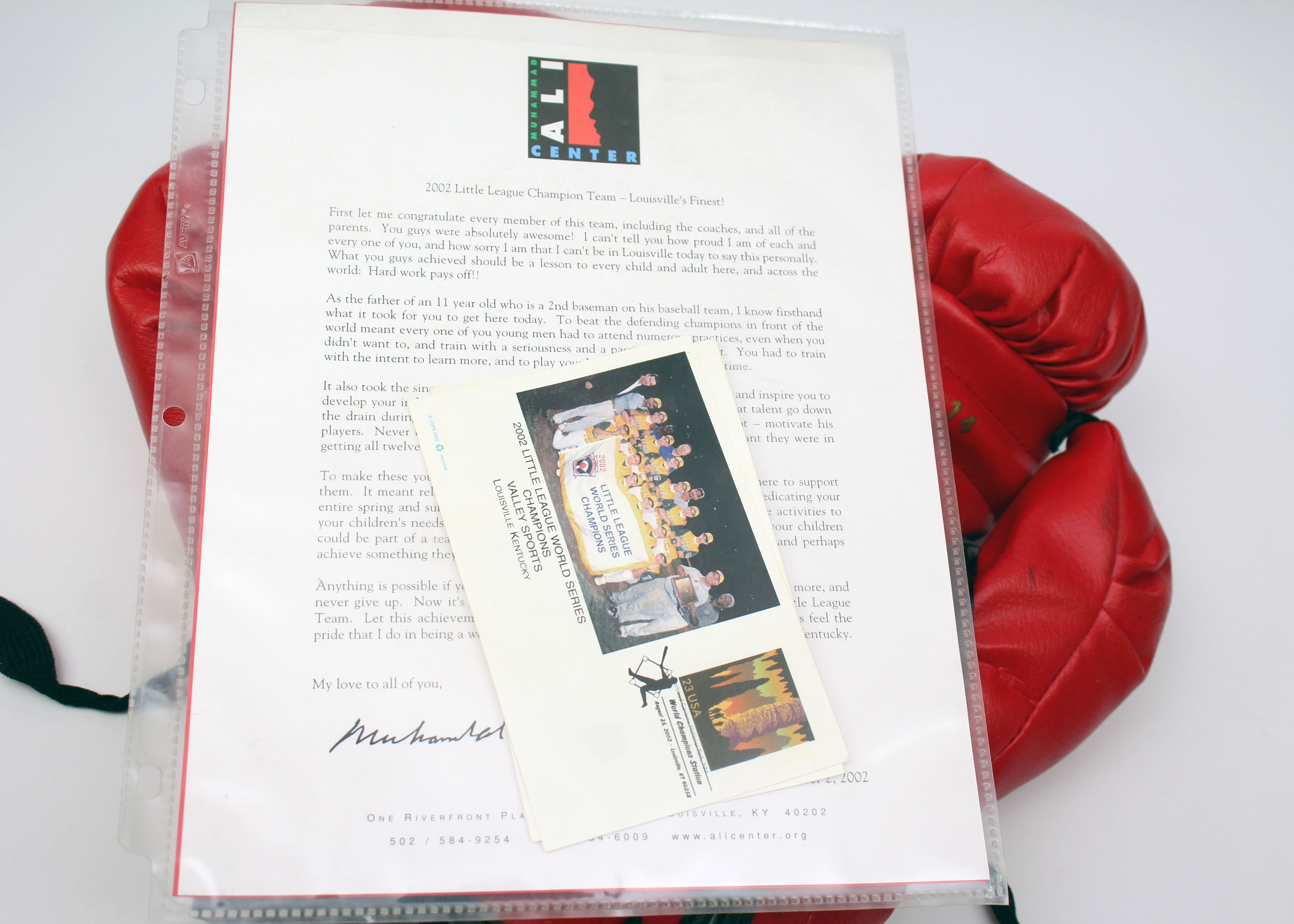 Muhammad Ali Signed Photograph and Boxing Gloves