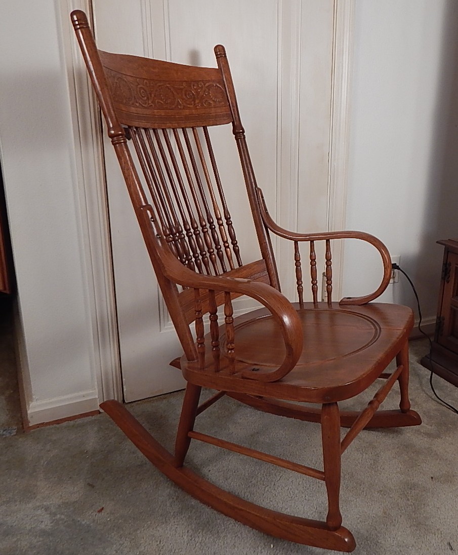 Oak Pressed Back Rocking Chair