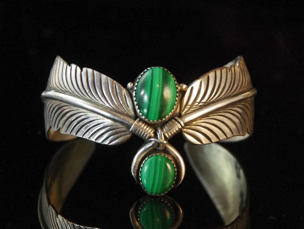 Sterling Silver and Malachite Cuff Bracelet