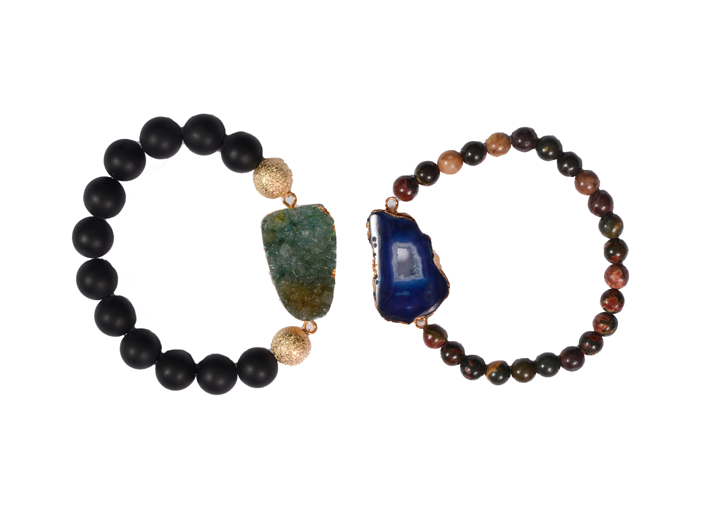 Pair of Beaded Geode Bracelets