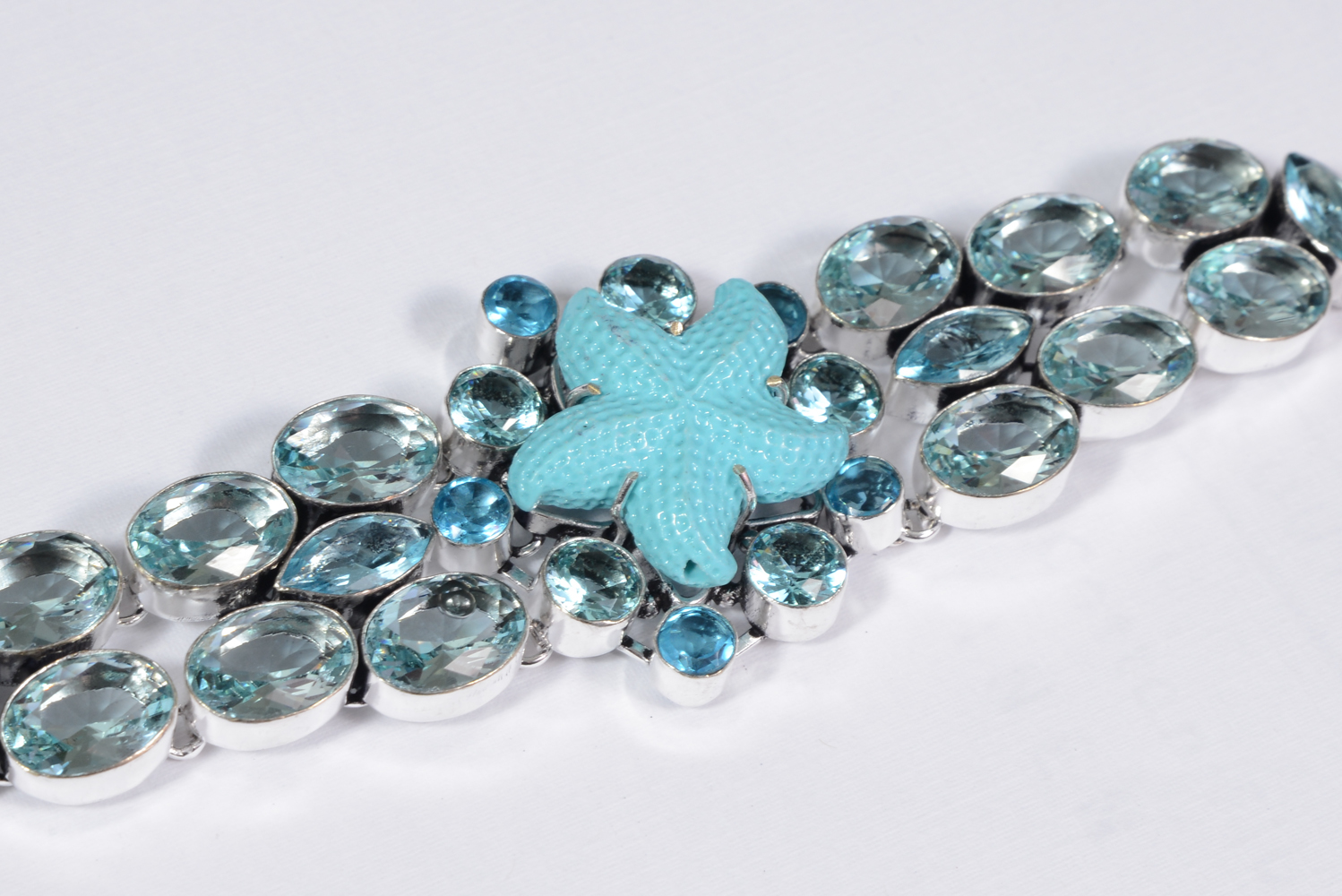 Sterling Silver Bracelet with Blue Starfish
