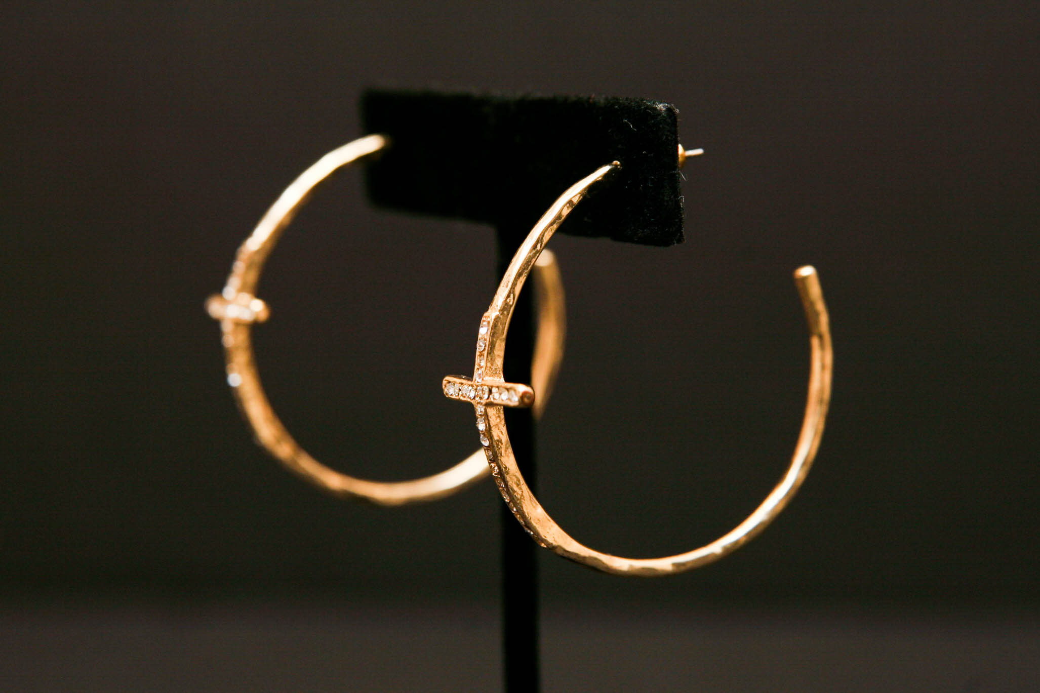 Hammered Gold Tone Hoops