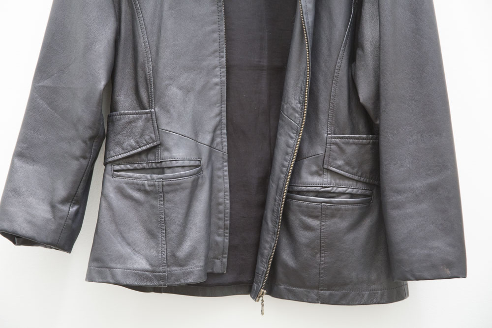 Women's Black Leather Jacket, Size Medium